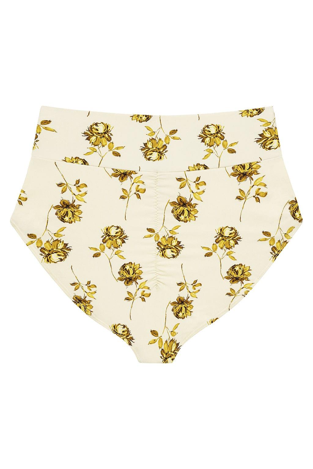 Gold Filigree Full Coverage High Rise Bikini Bottom