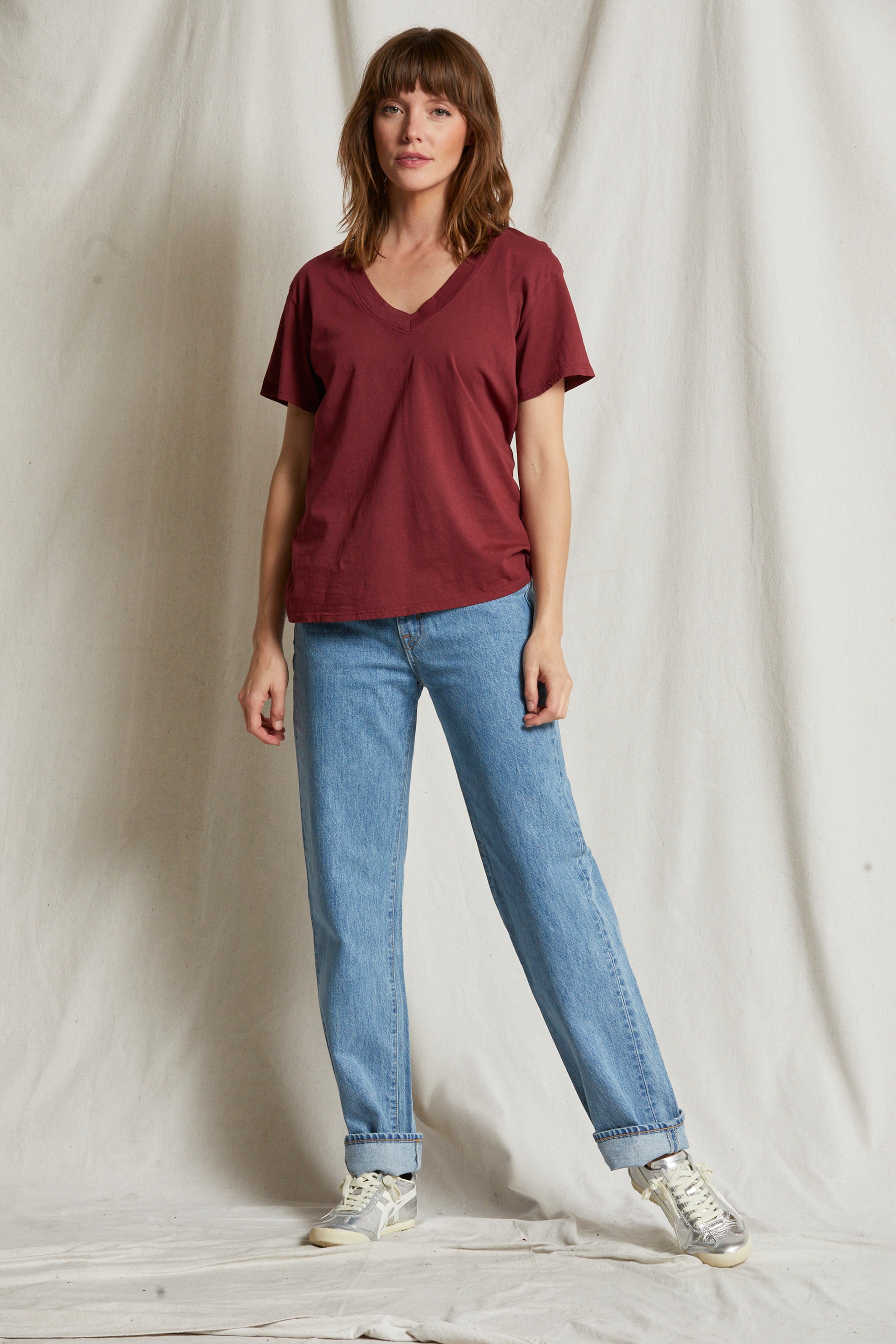 T69 - Hendrix - Cotton Short Sleeve Boxy V Neck Tee