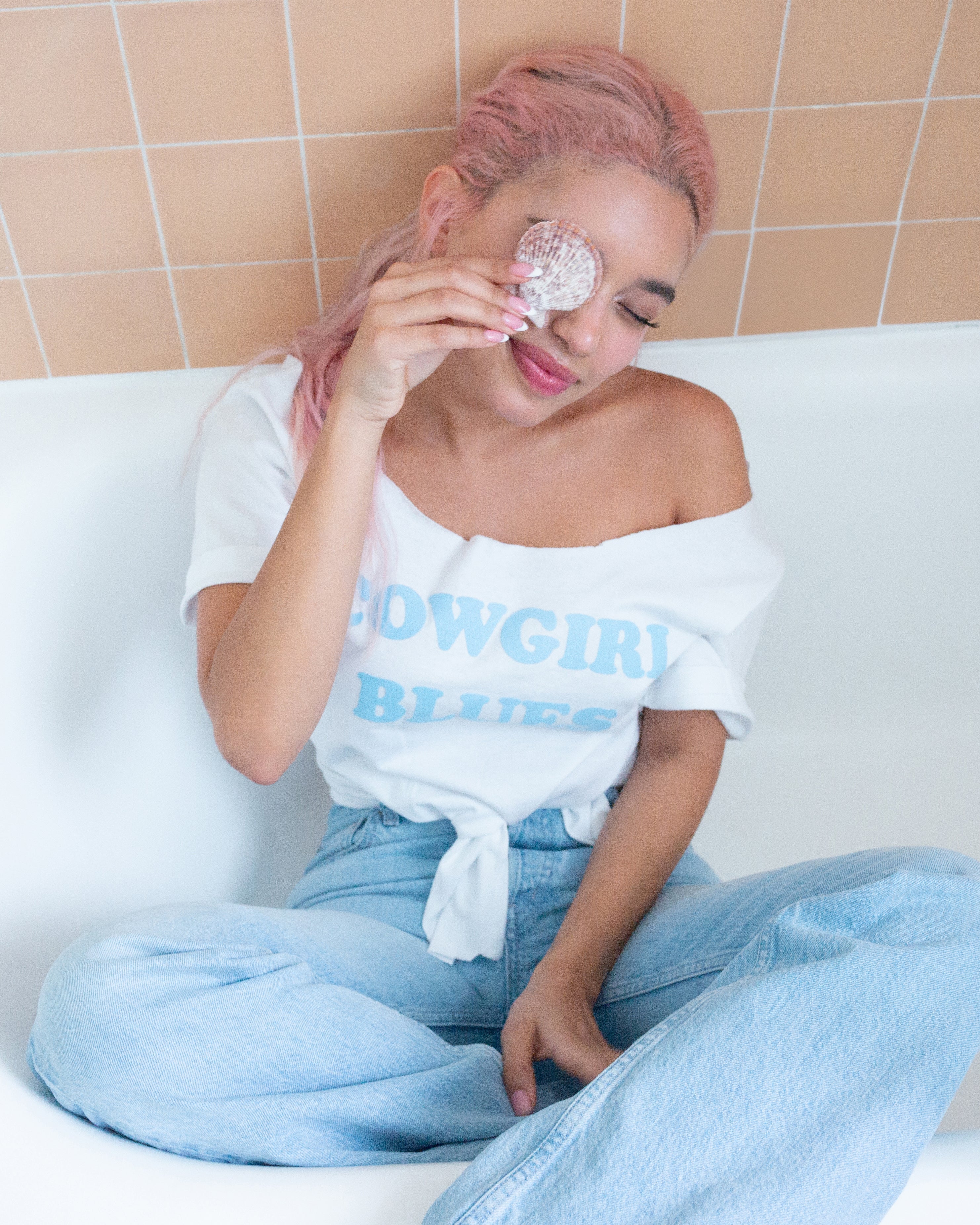 Cowgirl Blues Tee - Crisp White