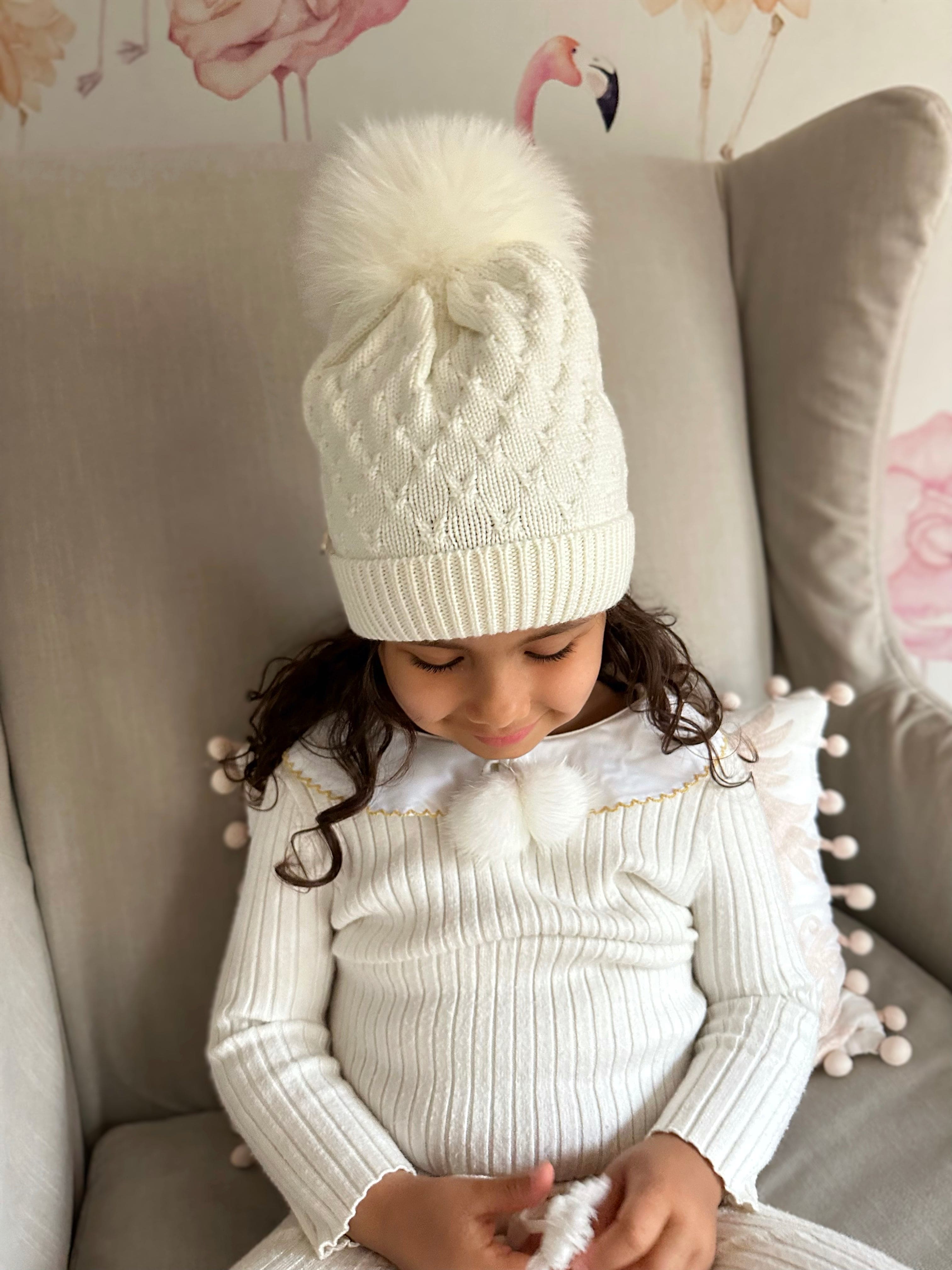 Parker Ivory Merino Wool Foldover Beanie Hat - Petite Maison Kids