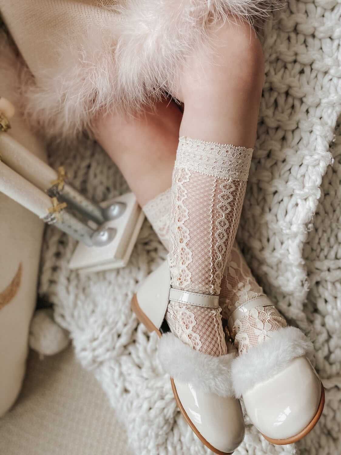 Daisy Lace Socks - Nude - Petite Maison Kids