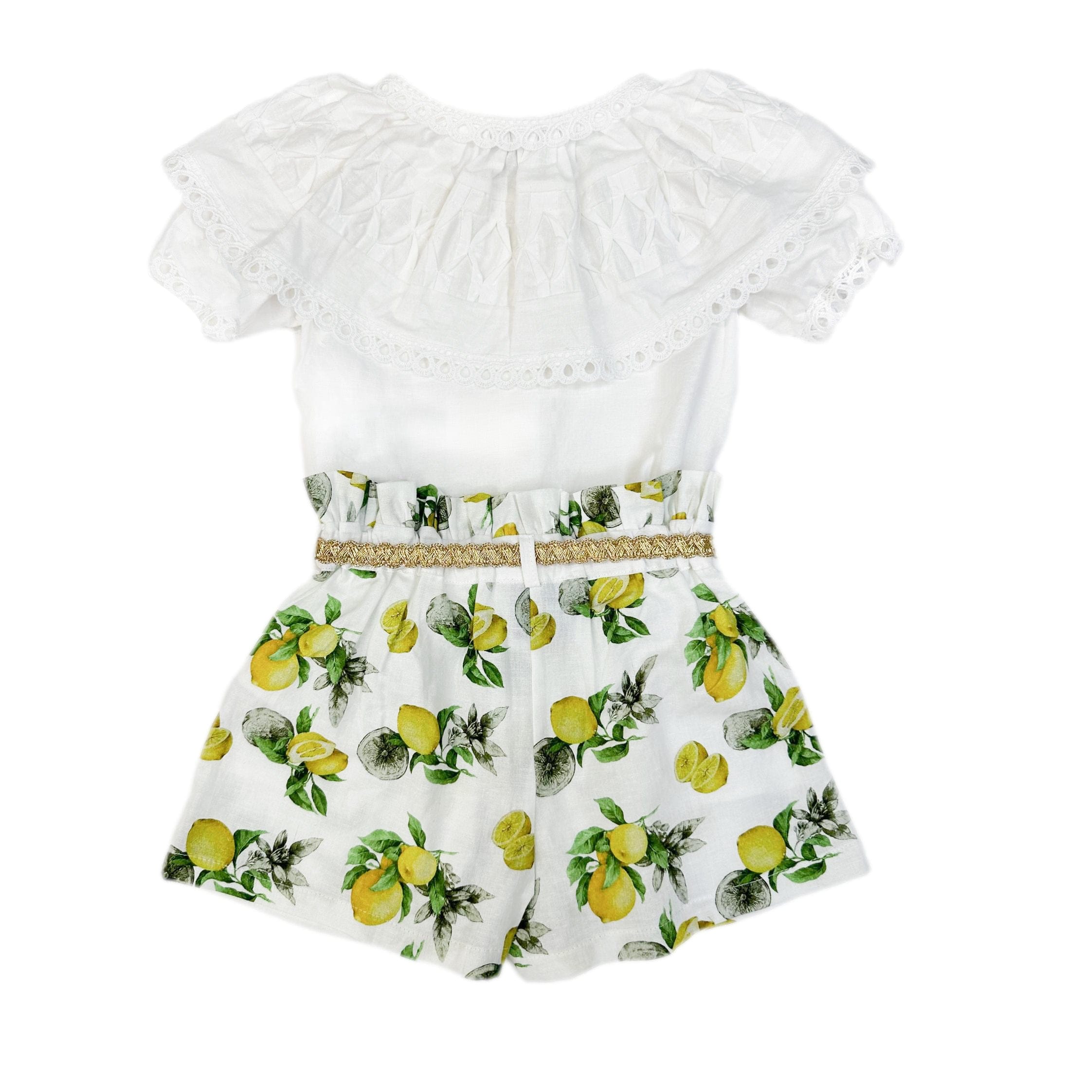 Amalfi Lemon Print Linen Blouse and Shorts Set - Petite Maison Kids