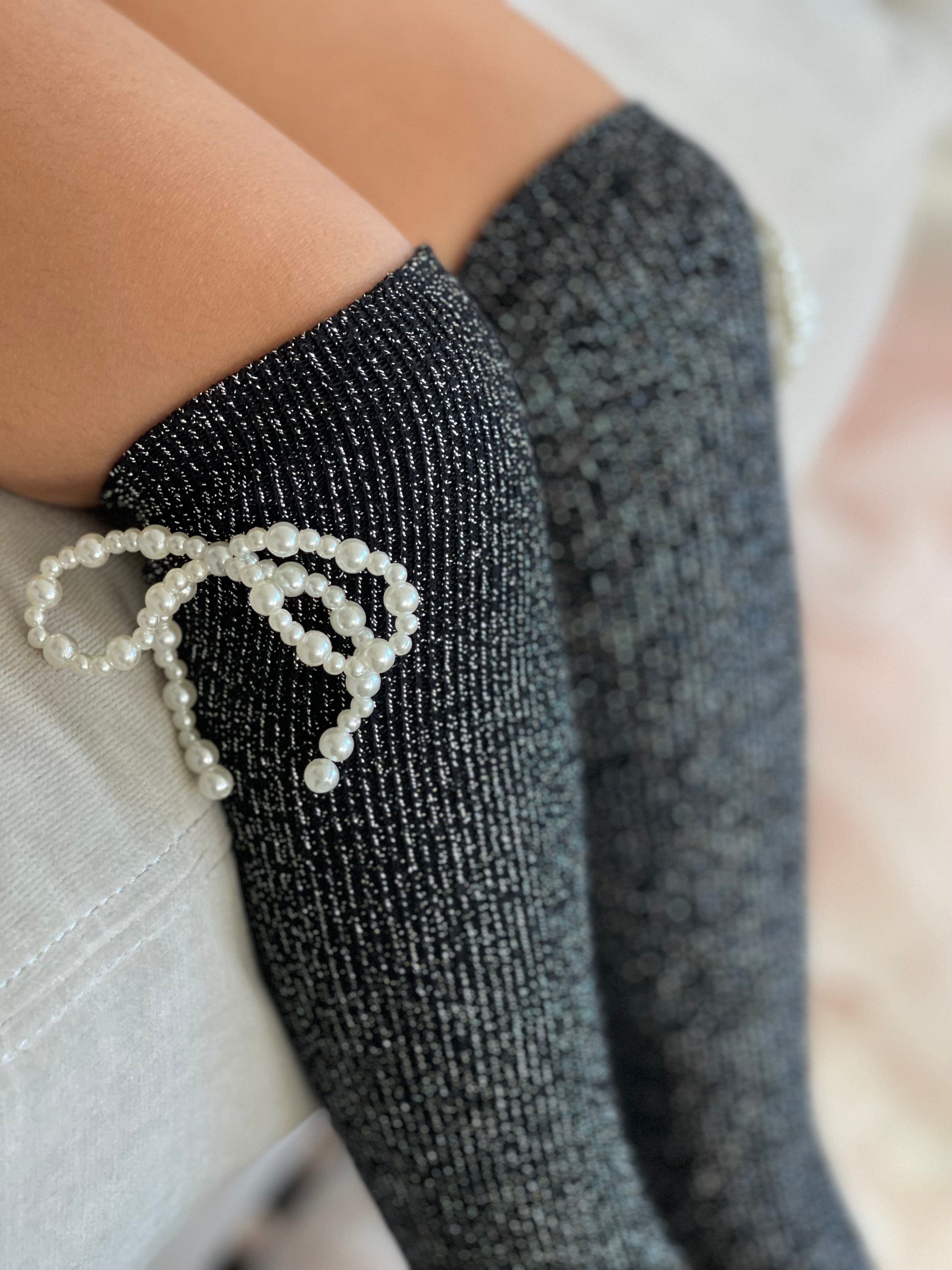 Perla Shimmer Socks - Charcoal Black - Petite Maison Kids