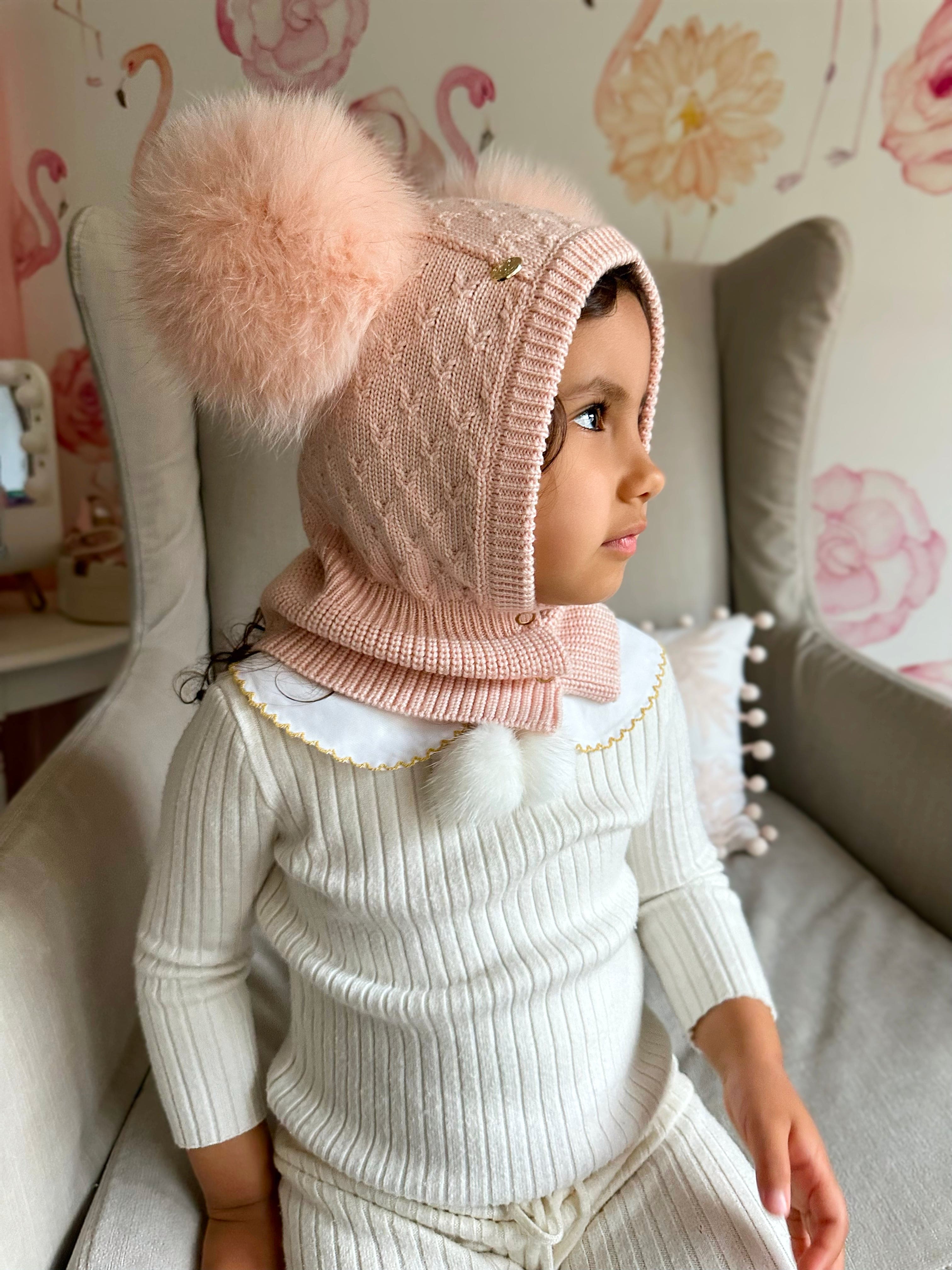 Luna Merino Wool Pink Balaclava Hat - Petite Maison Kids