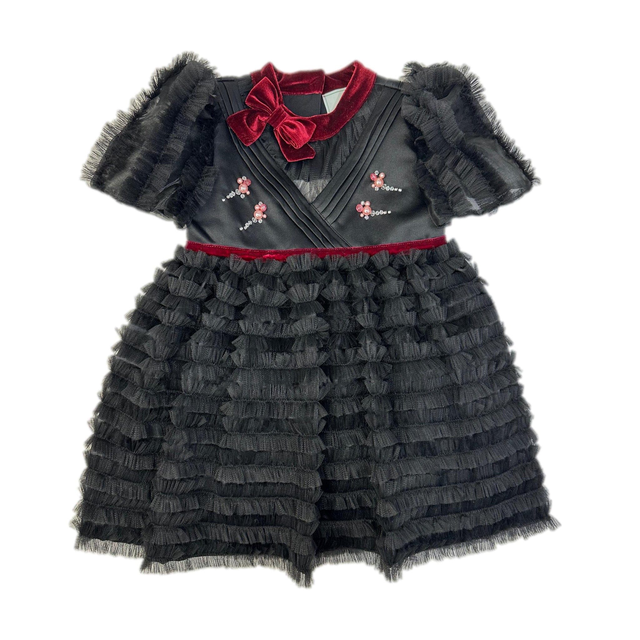 Kylie Black Tulle and Organza Dress - Petite Maison Kids