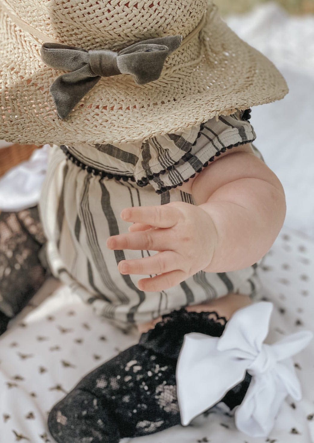 Lola Black Lace Socks with Satin Bows - White Bow - Petite Maison Kids