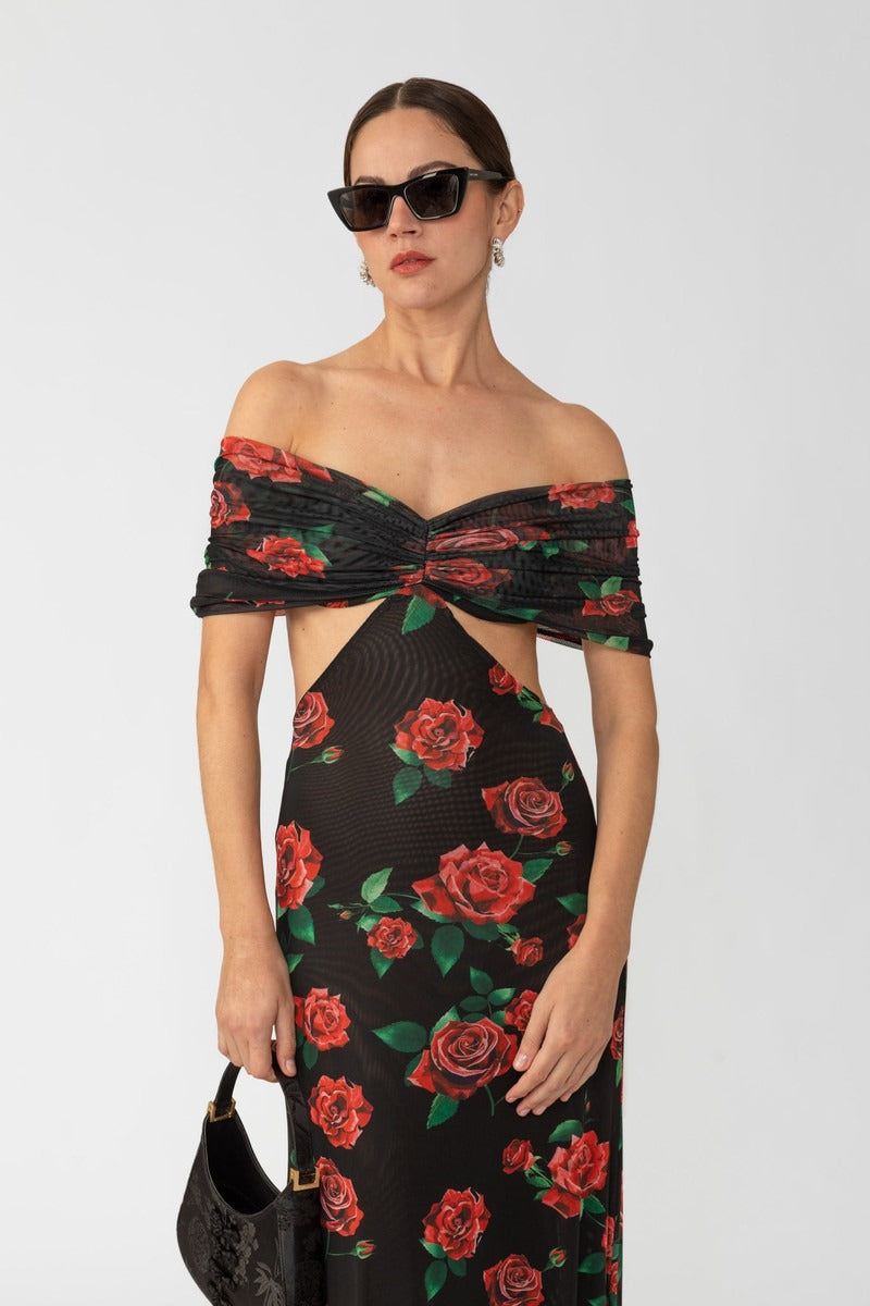 Katrina Maxi Dress - Black Multi