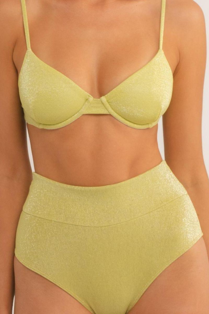 Limon Sparkle Added Coverage High Rise Bikini Bottom