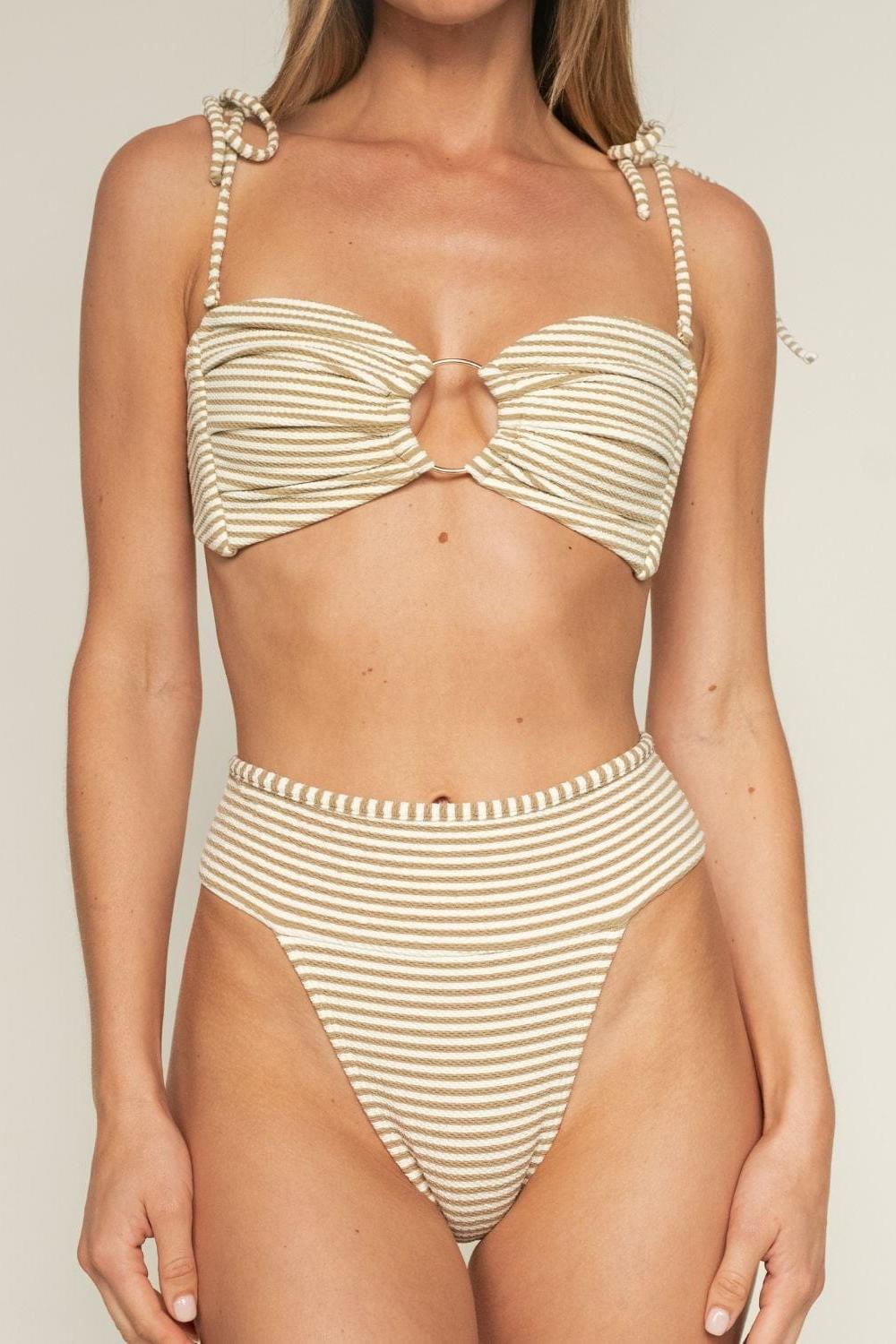 Neutral Stripe Tamarindo Binded Bikini Bottom