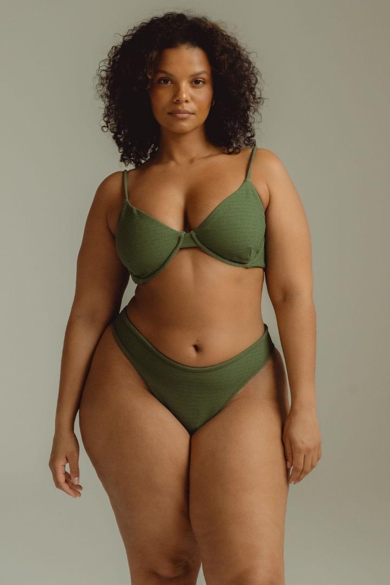 Olive Micro Scrunch Dainty Bikini Top