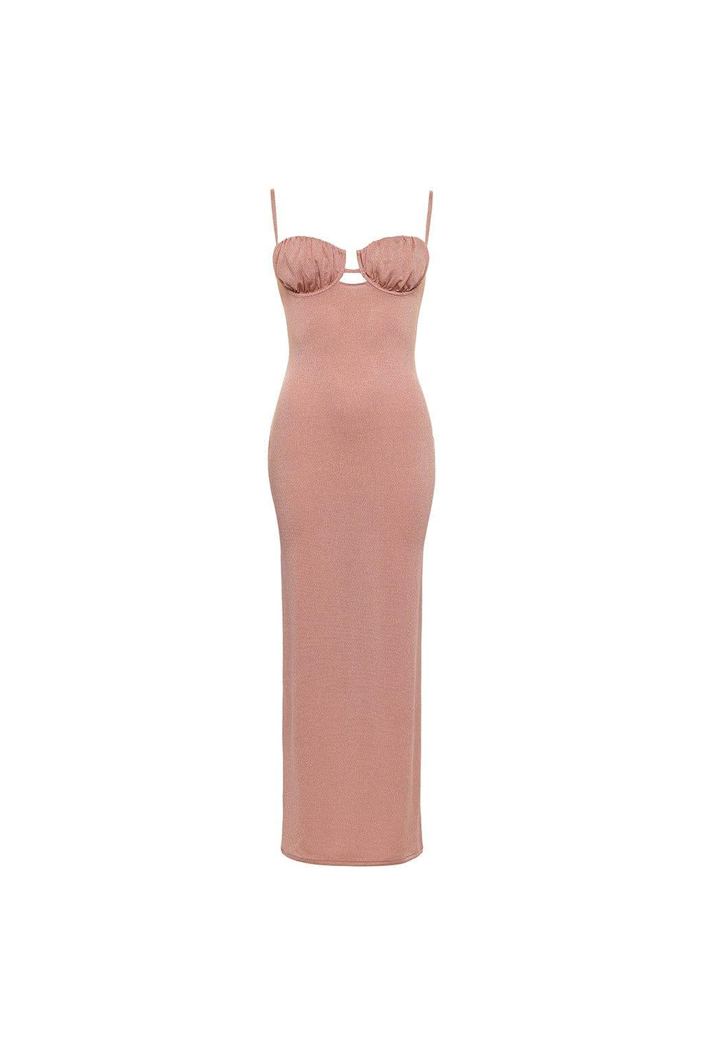 Prima Pink Sparkle Petal Long Slip Dress