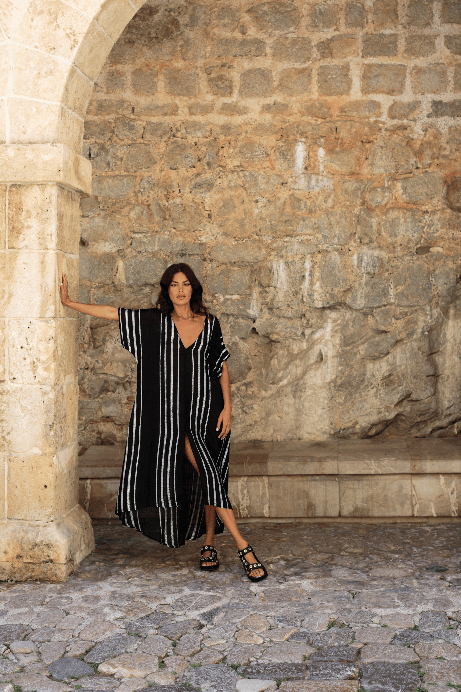 Metallic Striped Kaftan