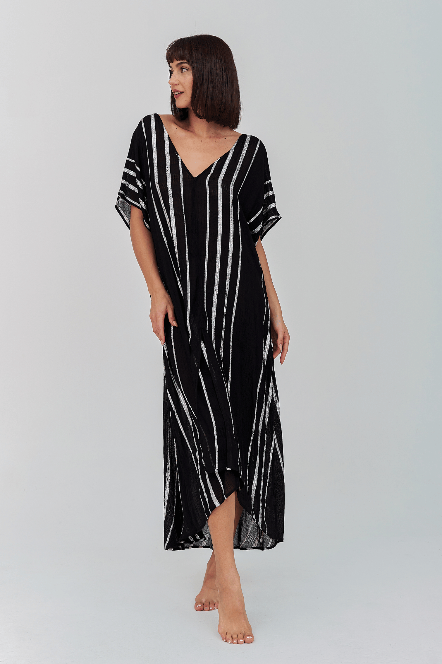 Metallic Striped Kaftan