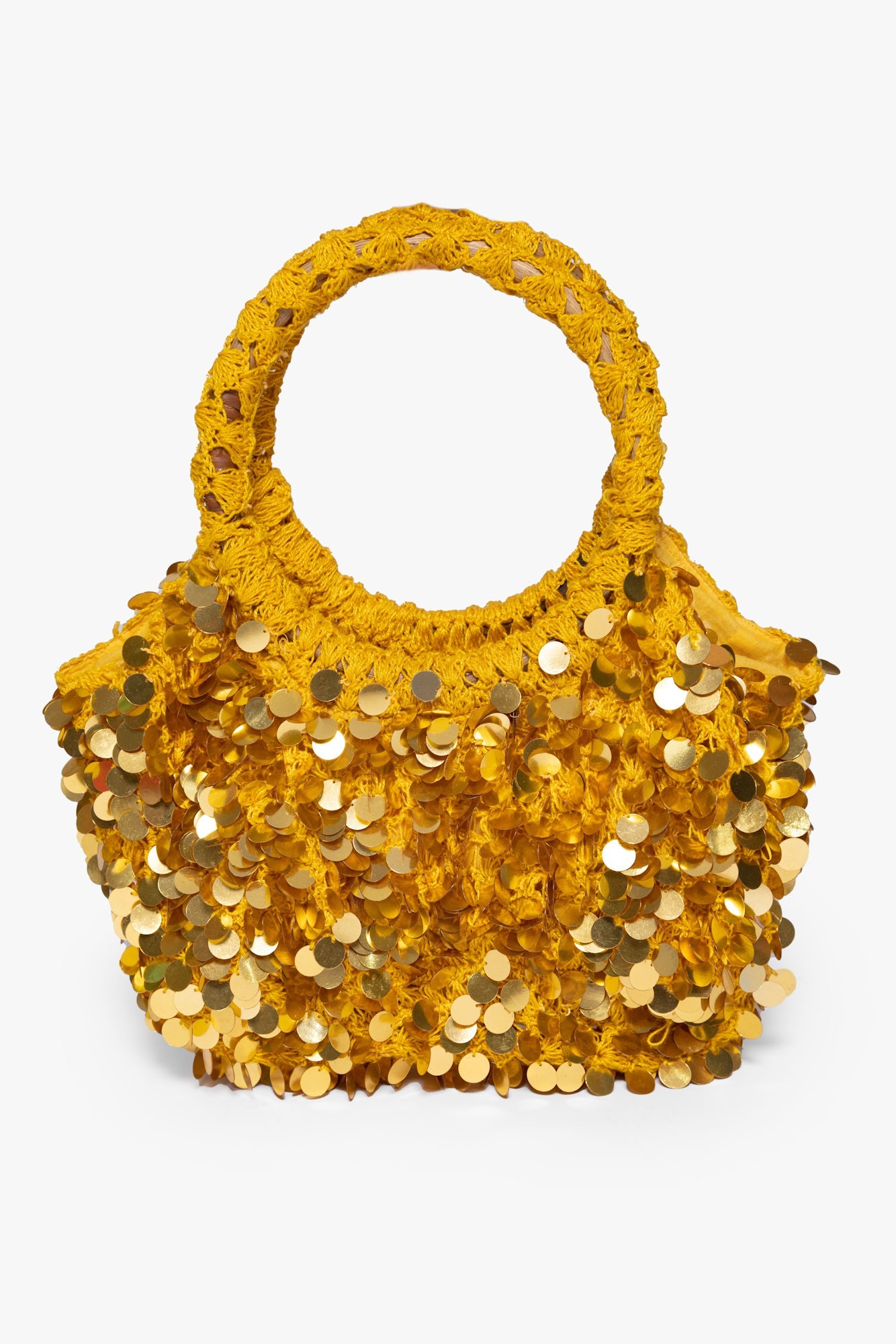 MARLEY BAG CROCHET BIG SEQUINS GOLD