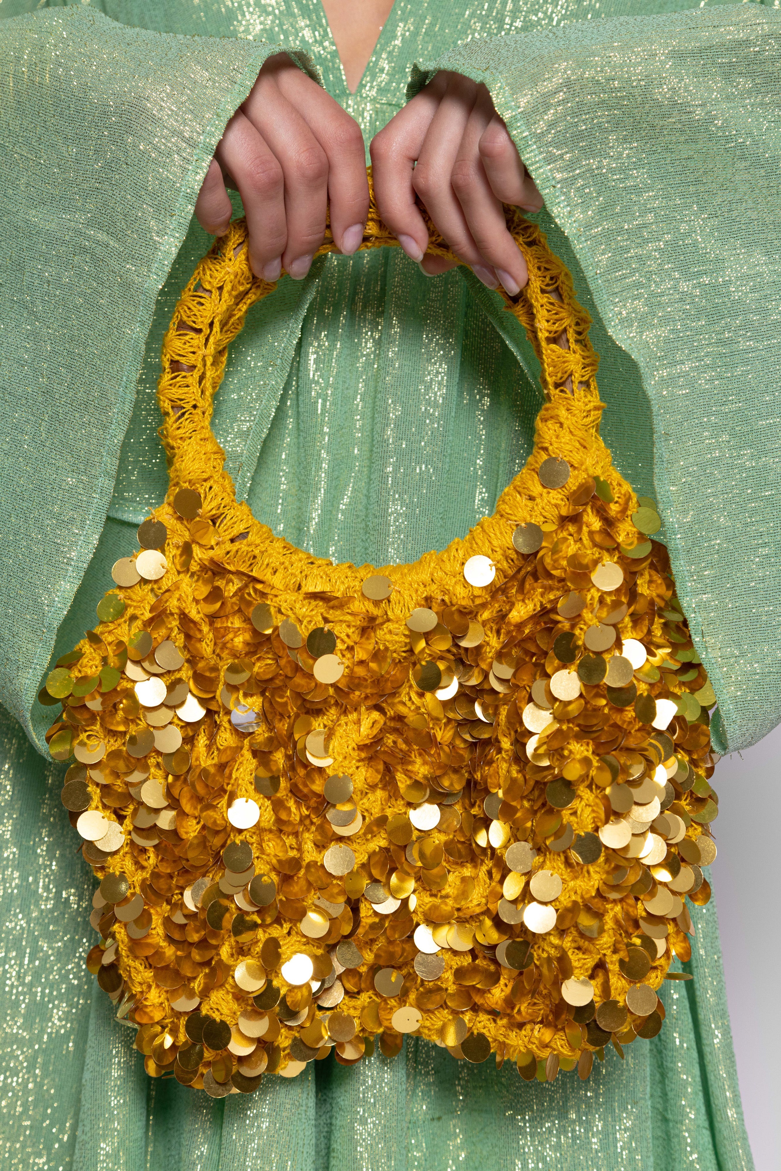 MARLEY BAG CROCHET BIG SEQUINS GOLD