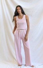 B40-HAILEY | Structured Wide Leg Fleece Pant