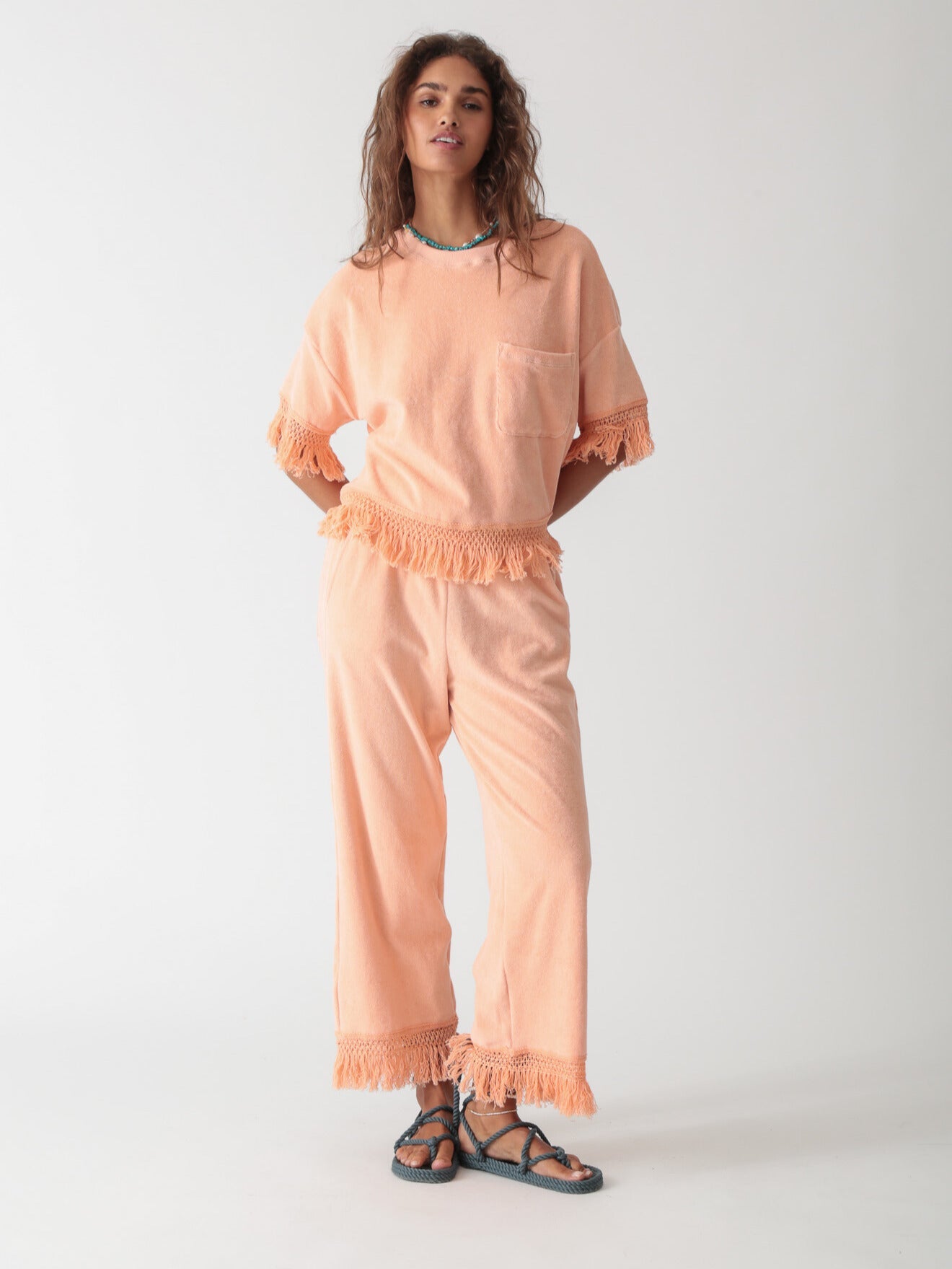 Ibiza Fringe Pant - Apricot