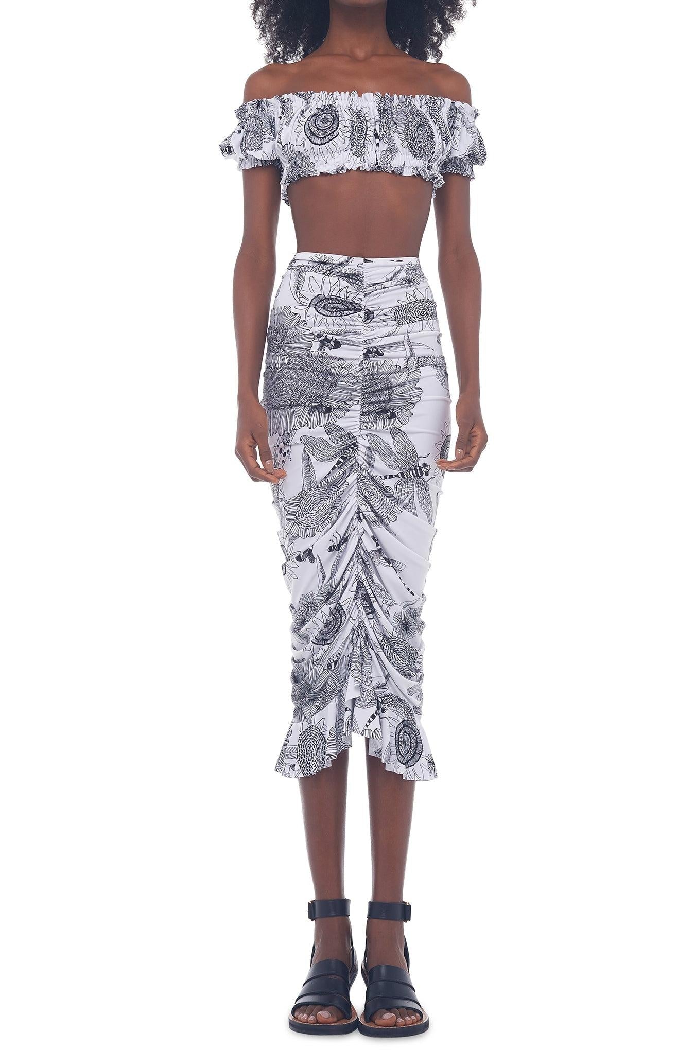 SHIRRED RUFFLE SKIRT
