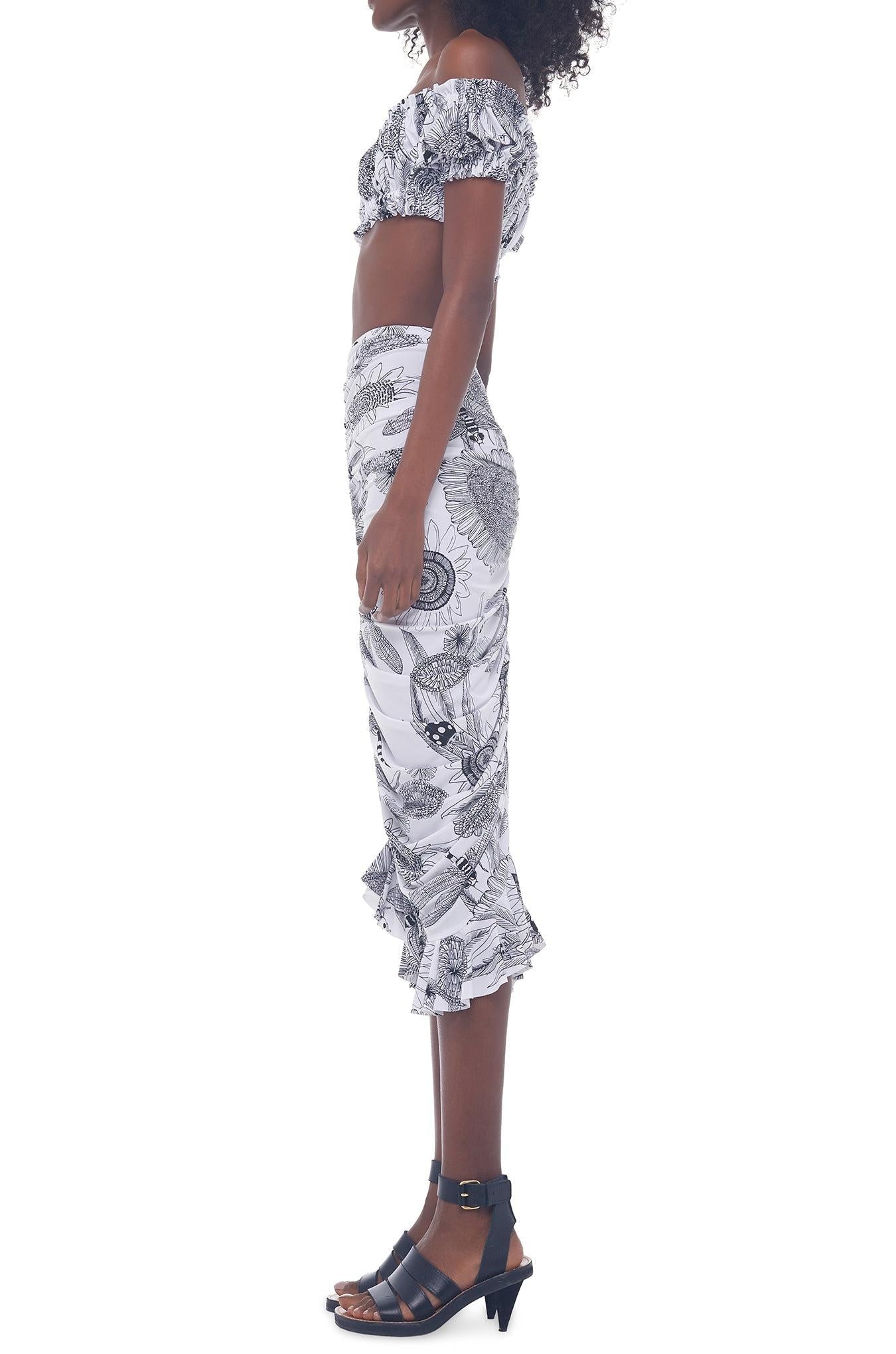 SHIRRED RUFFLE SKIRT
