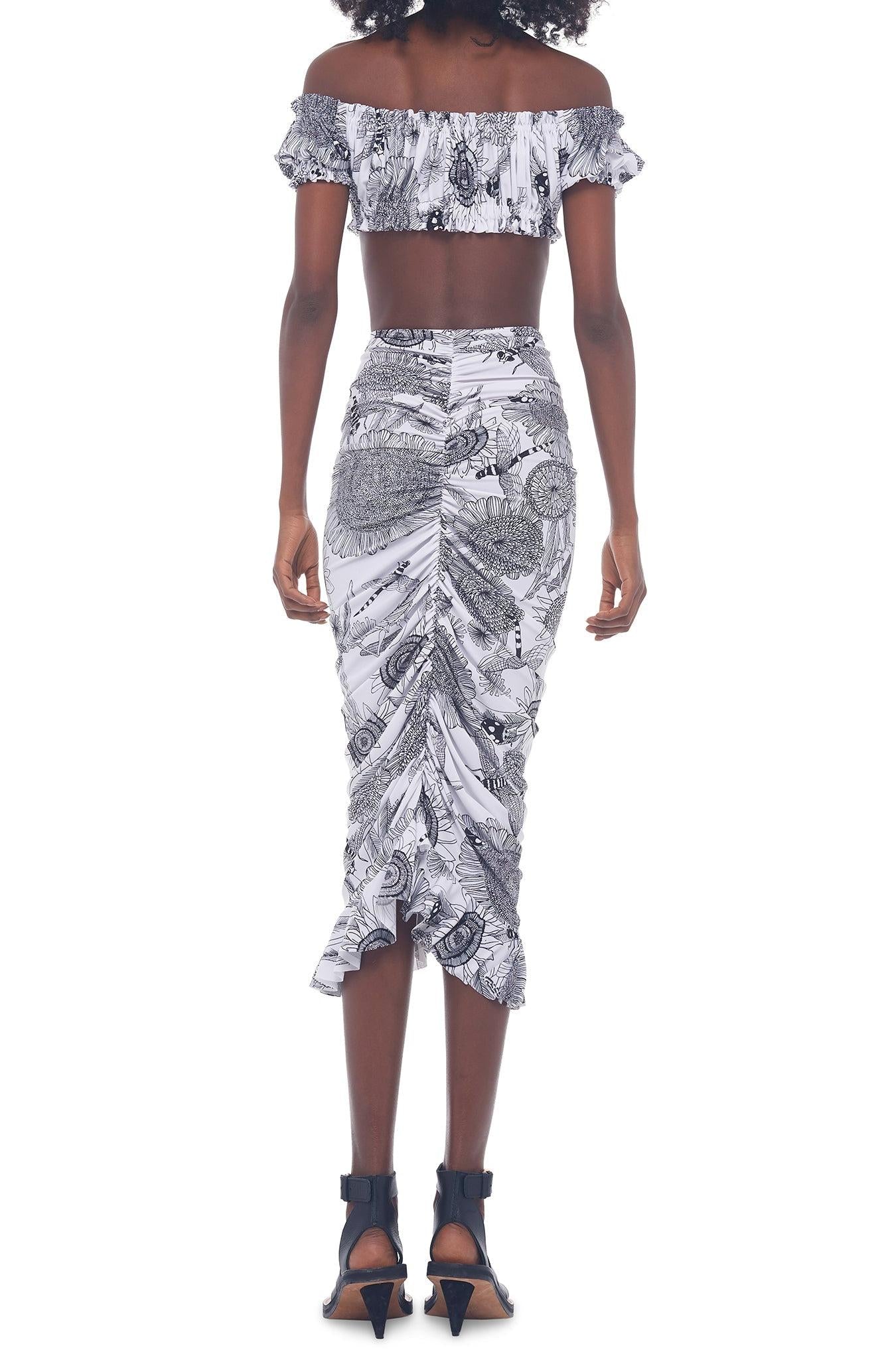SHIRRED RUFFLE SKIRT