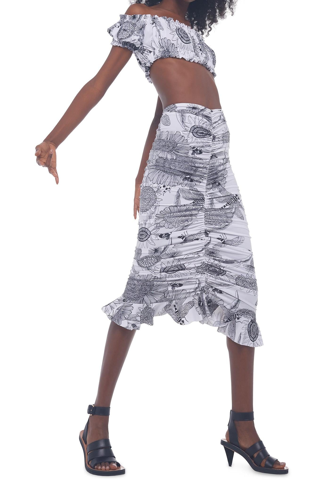 SHIRRED RUFFLE SKIRT