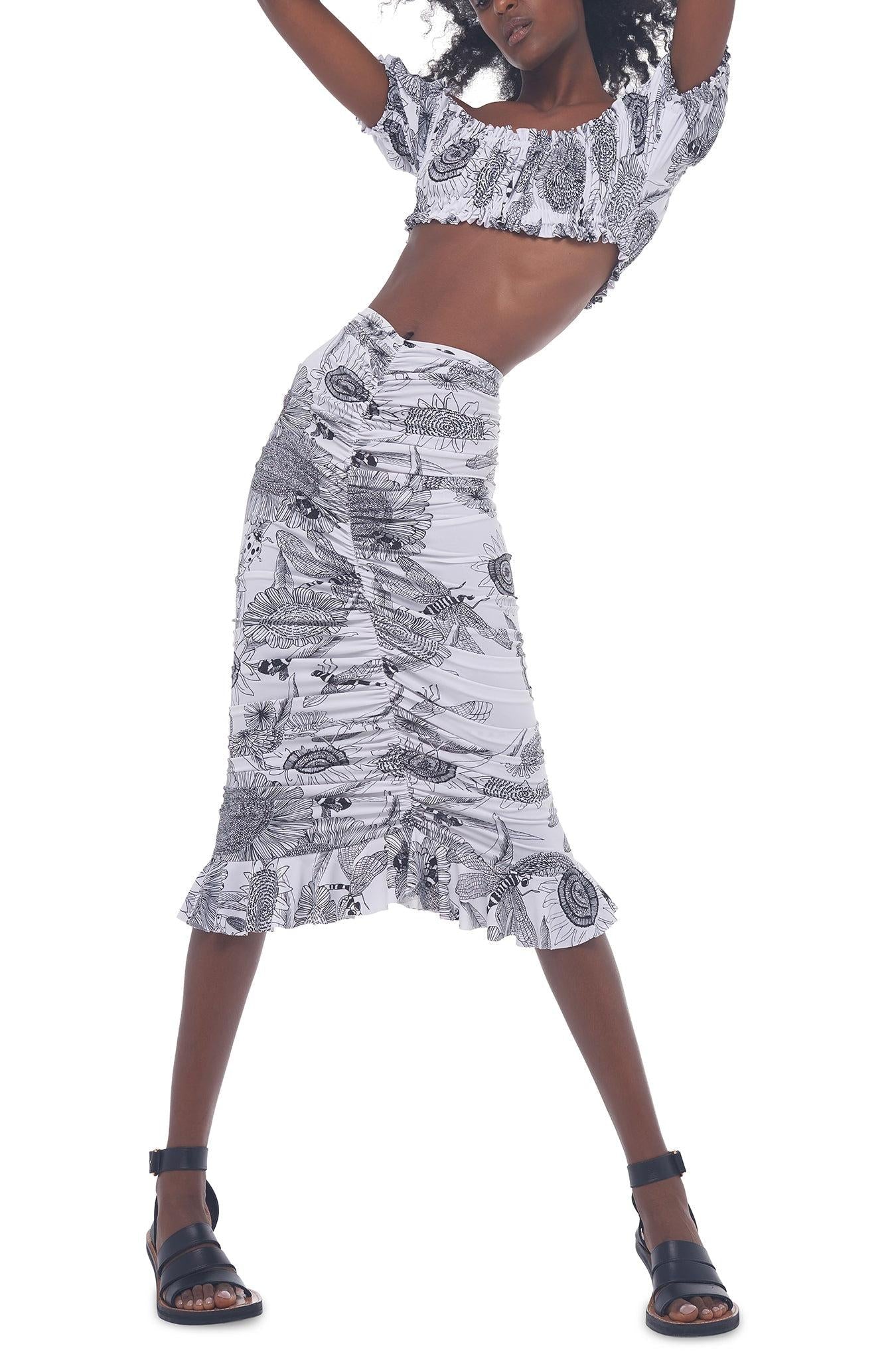 SHIRRED RUFFLE SKIRT