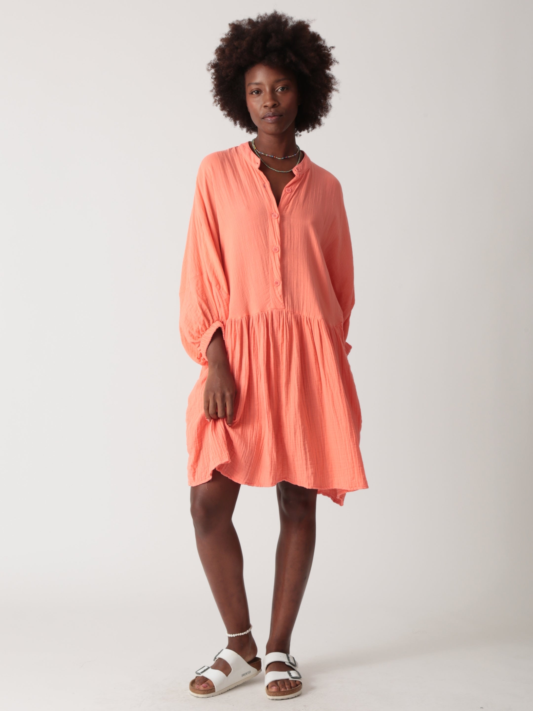 Issa Gauze Dress - Coral