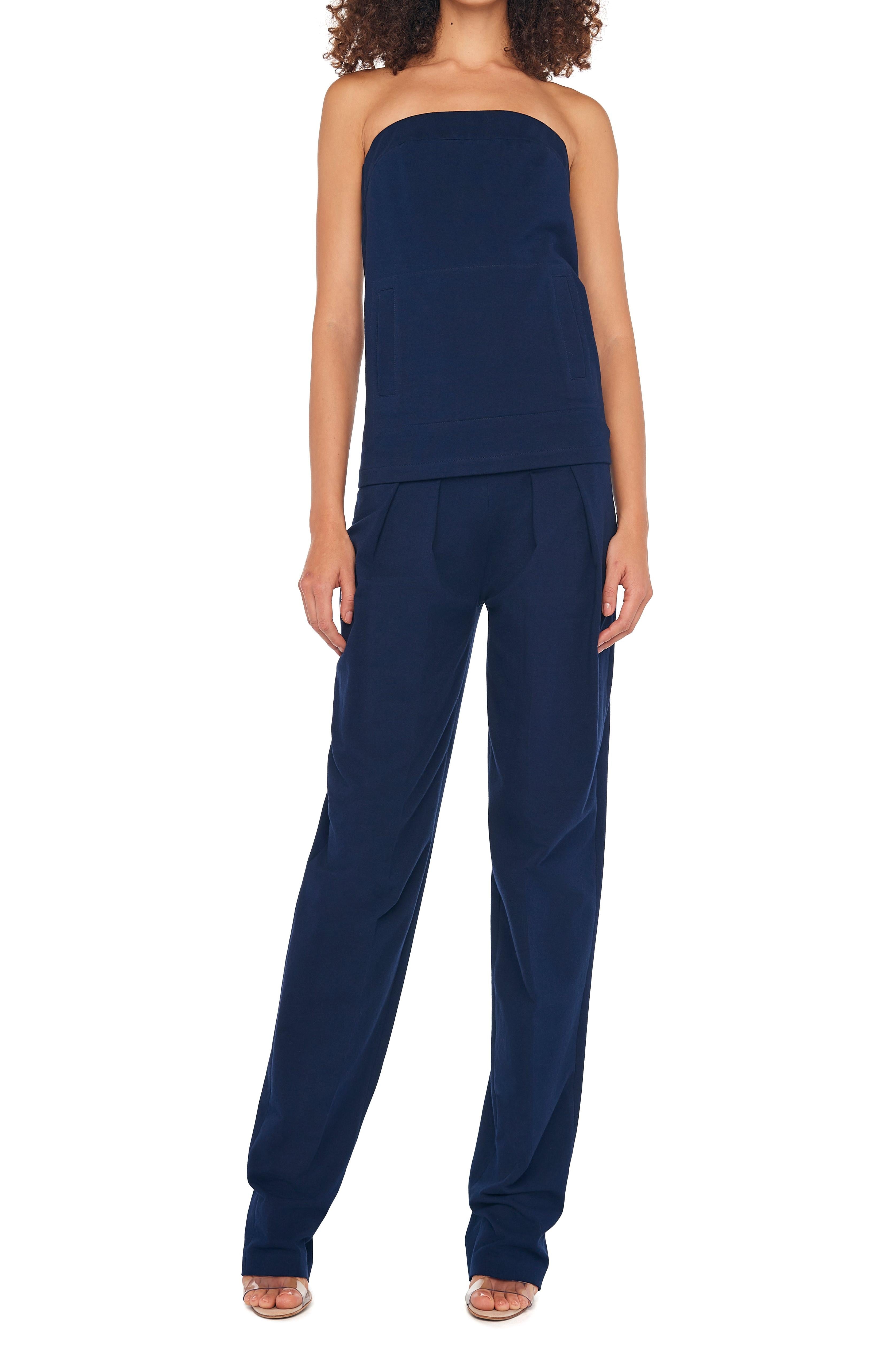 STRAPLESS TAILORED TERRY TOP