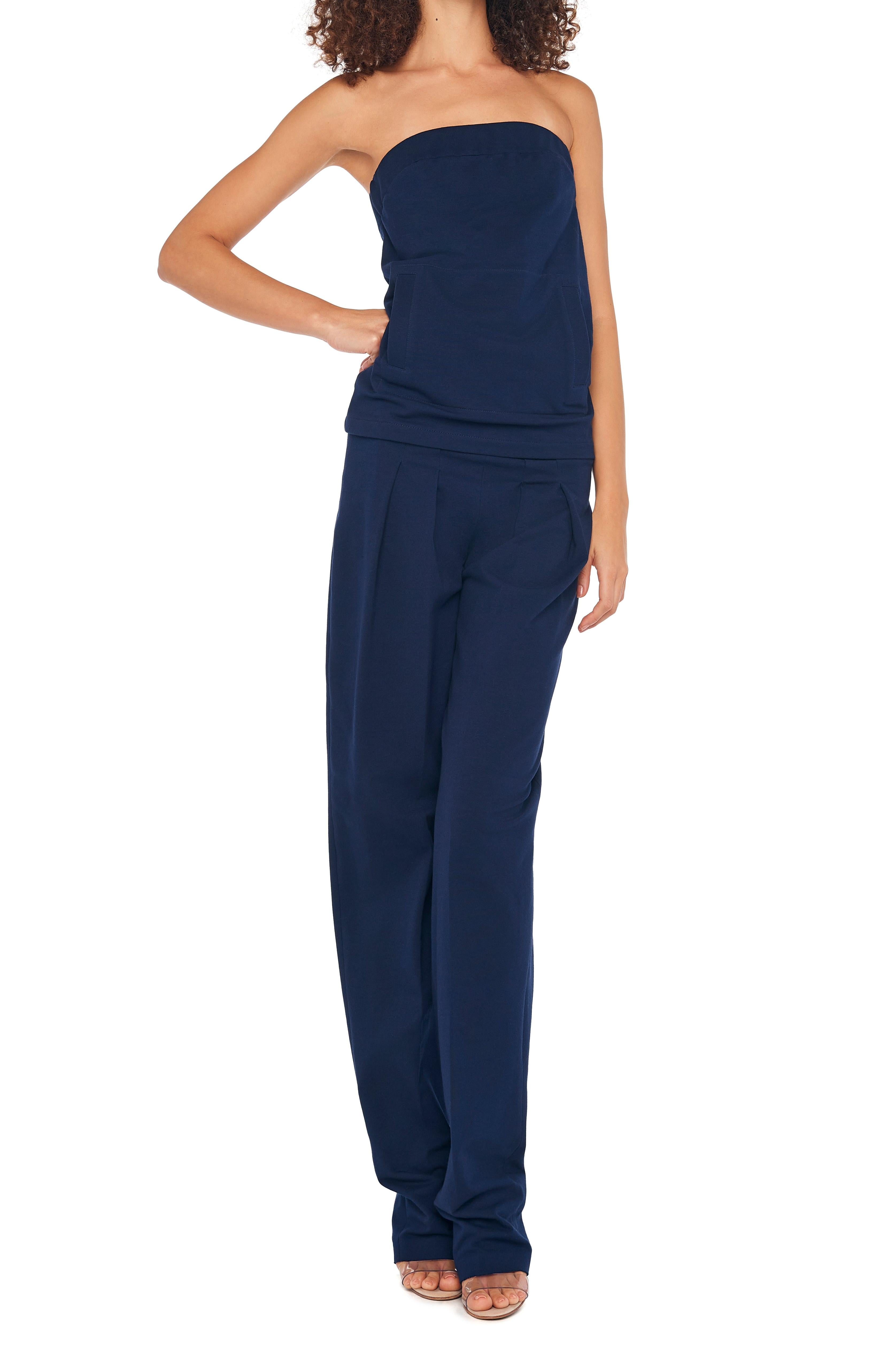 STRAPLESS TAILORED TERRY TOP