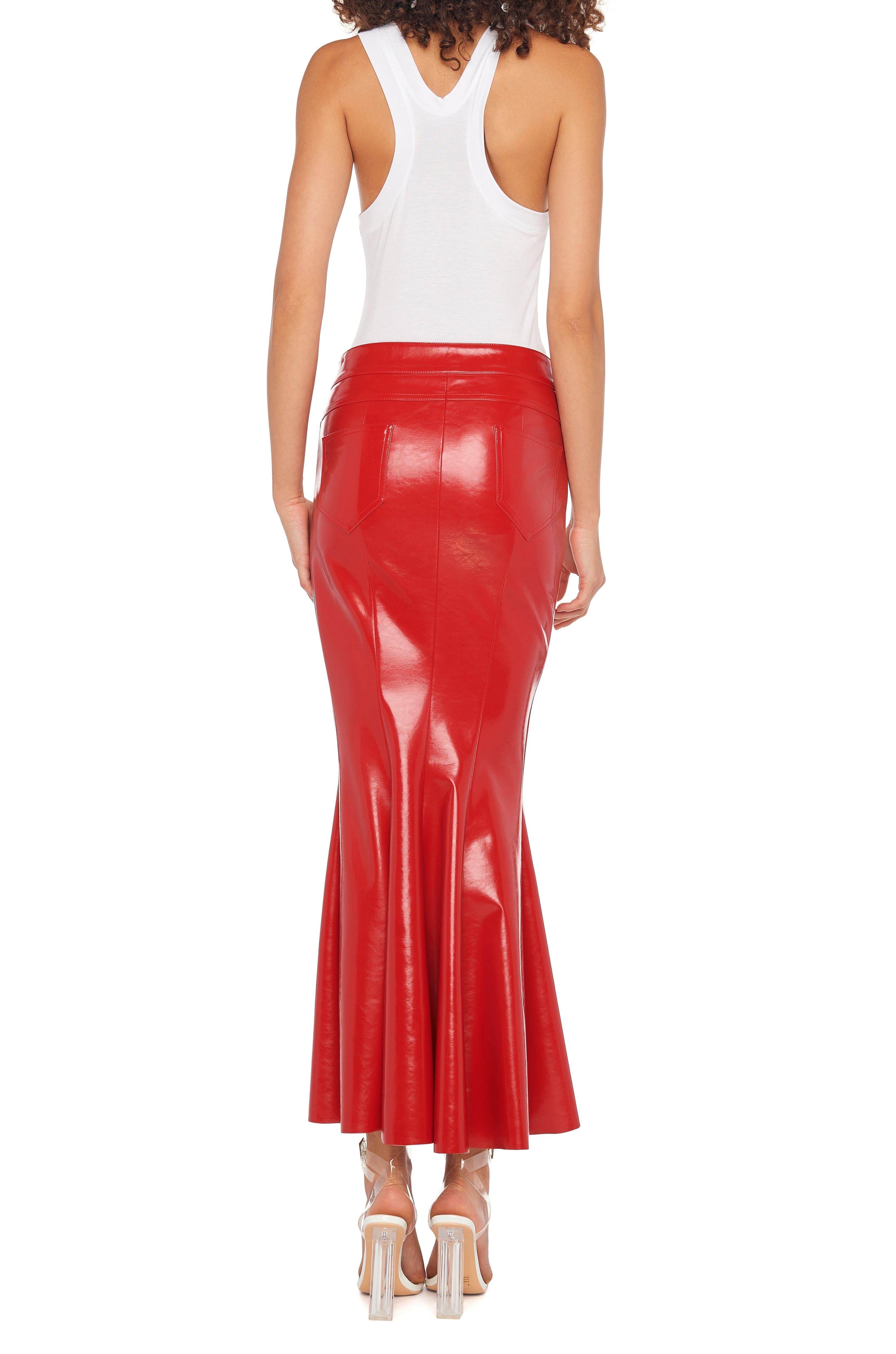 FISHTAIL JEAN SKIRT TO MIDCALF