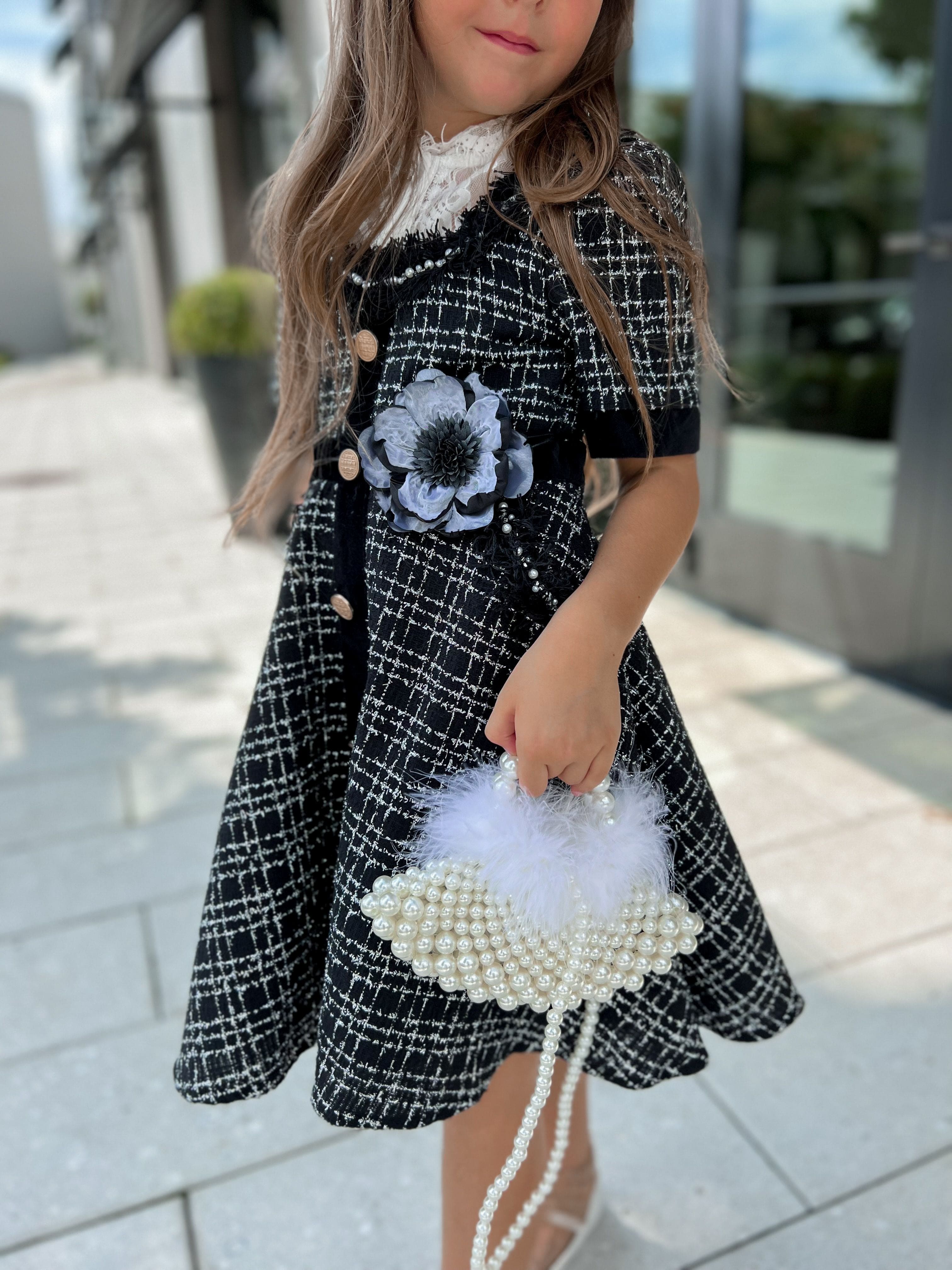 Orea Black and Silver Tweed Dress - Petite Maison Kids