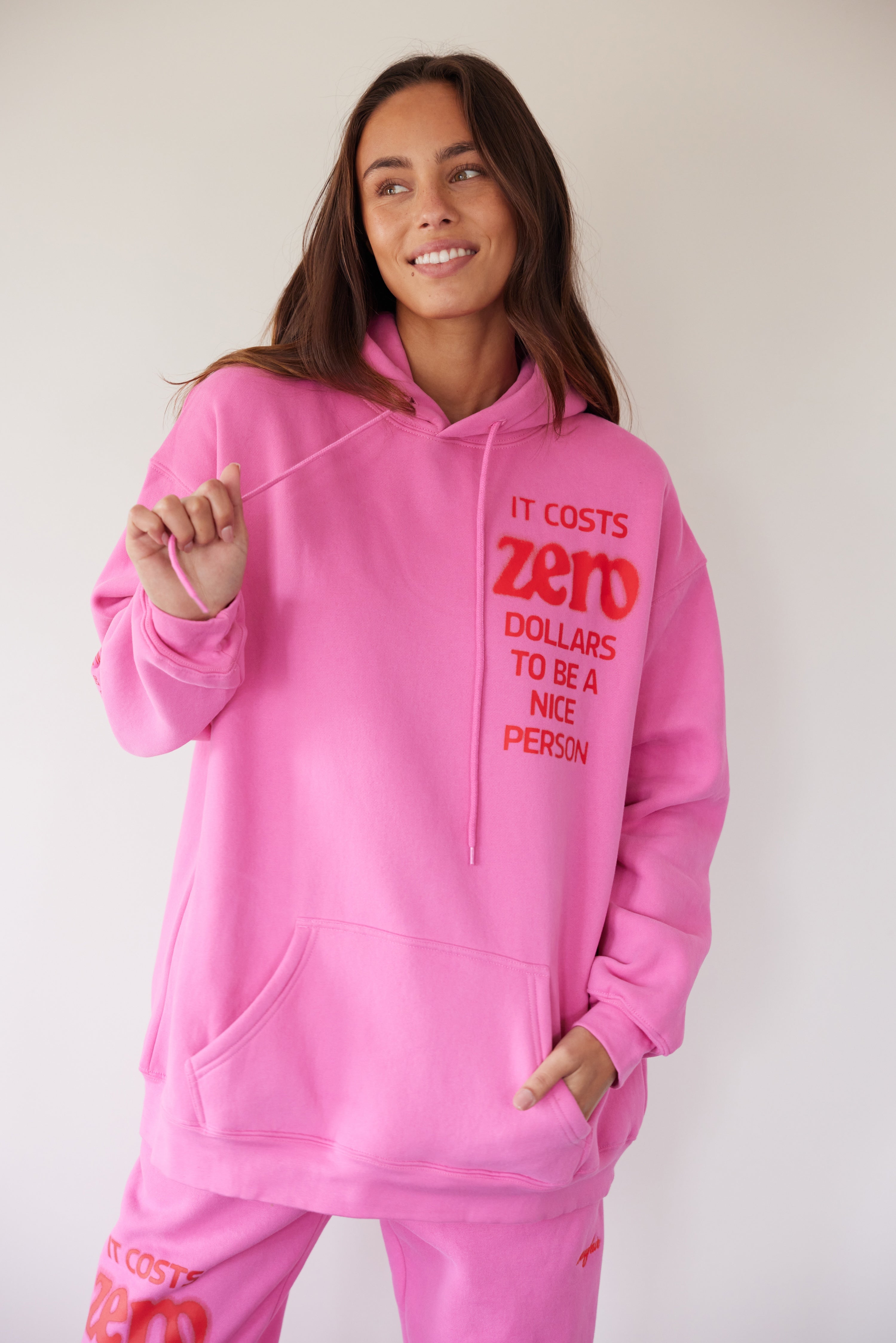 It Costs $0.00 To Be A Nice Person Pink Hoodie