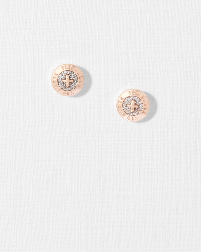 Eisley Enamel Mini Button Earring in Rose Gold