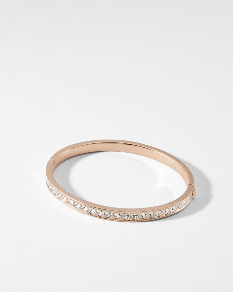 Clemara Hinge Crystal Bangle in Rose Gold