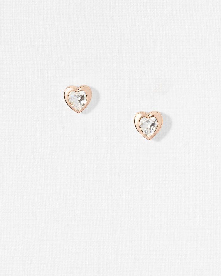 Han Crystal Heart Earring in Rose Gold