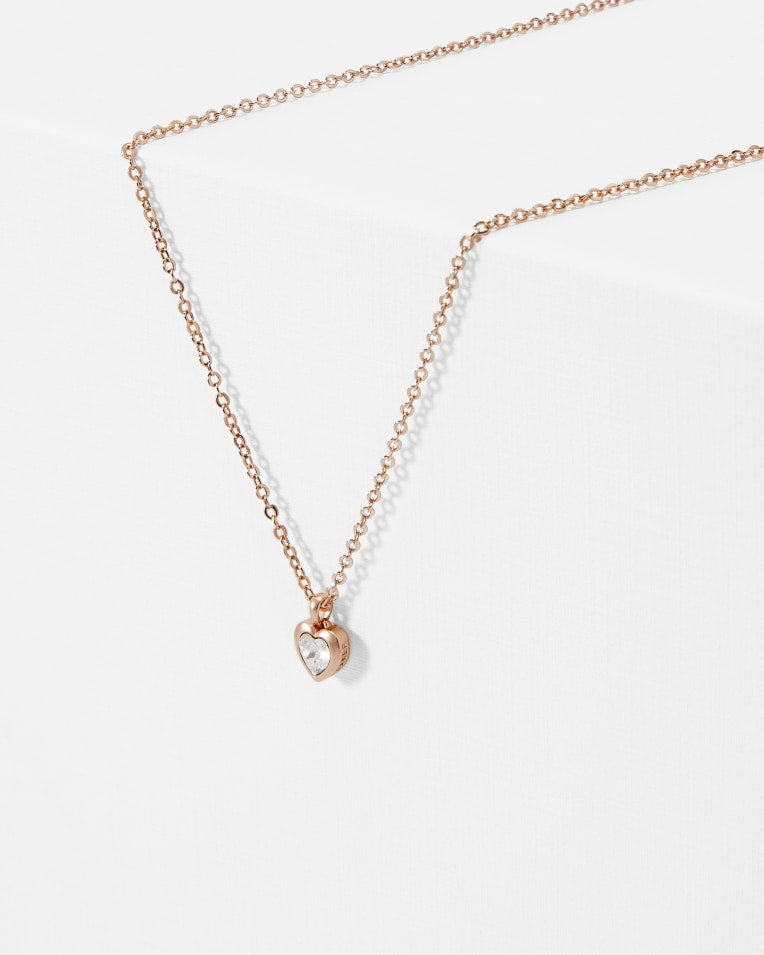 Hannela Crystal Heart Pendant in Rose Gold