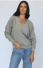 T116-SINEAD | Relaxed French Terry V Neck Sweatshirt