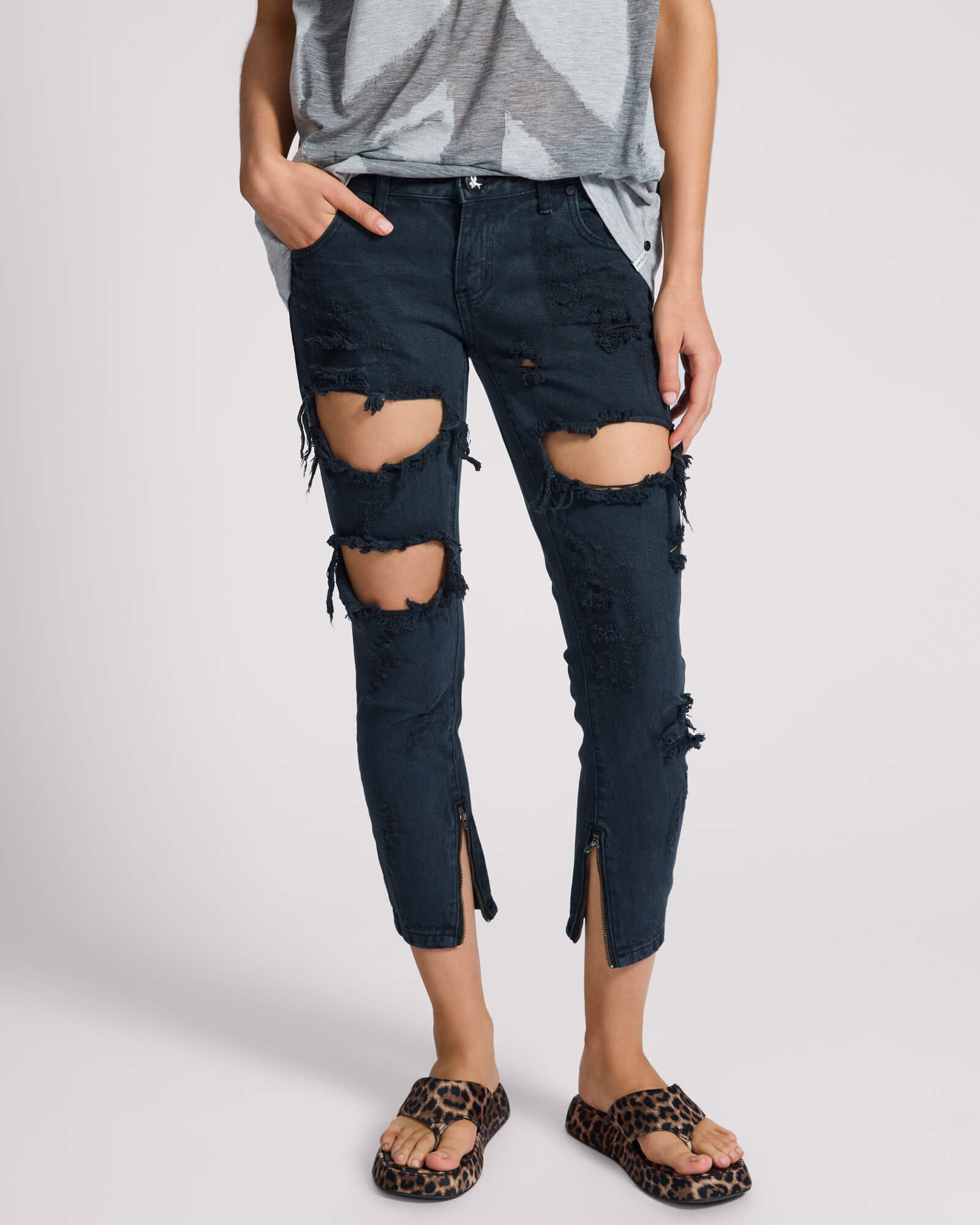 Freebirds Low Waist Rigid Skinny Denim Jeans - Fox Black