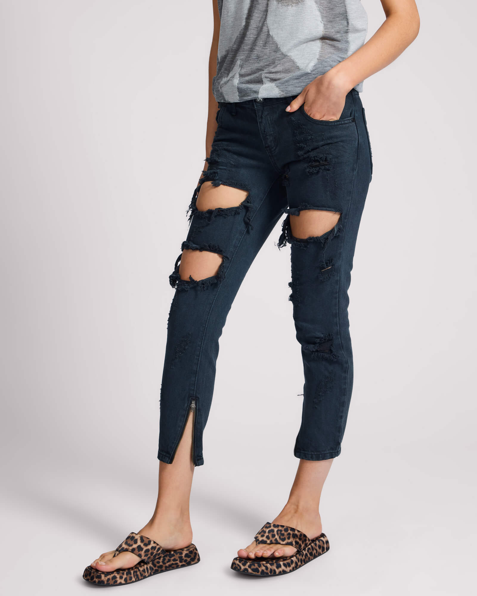 Freebirds Low Waist Rigid Skinny Denim Jeans - Fox Black