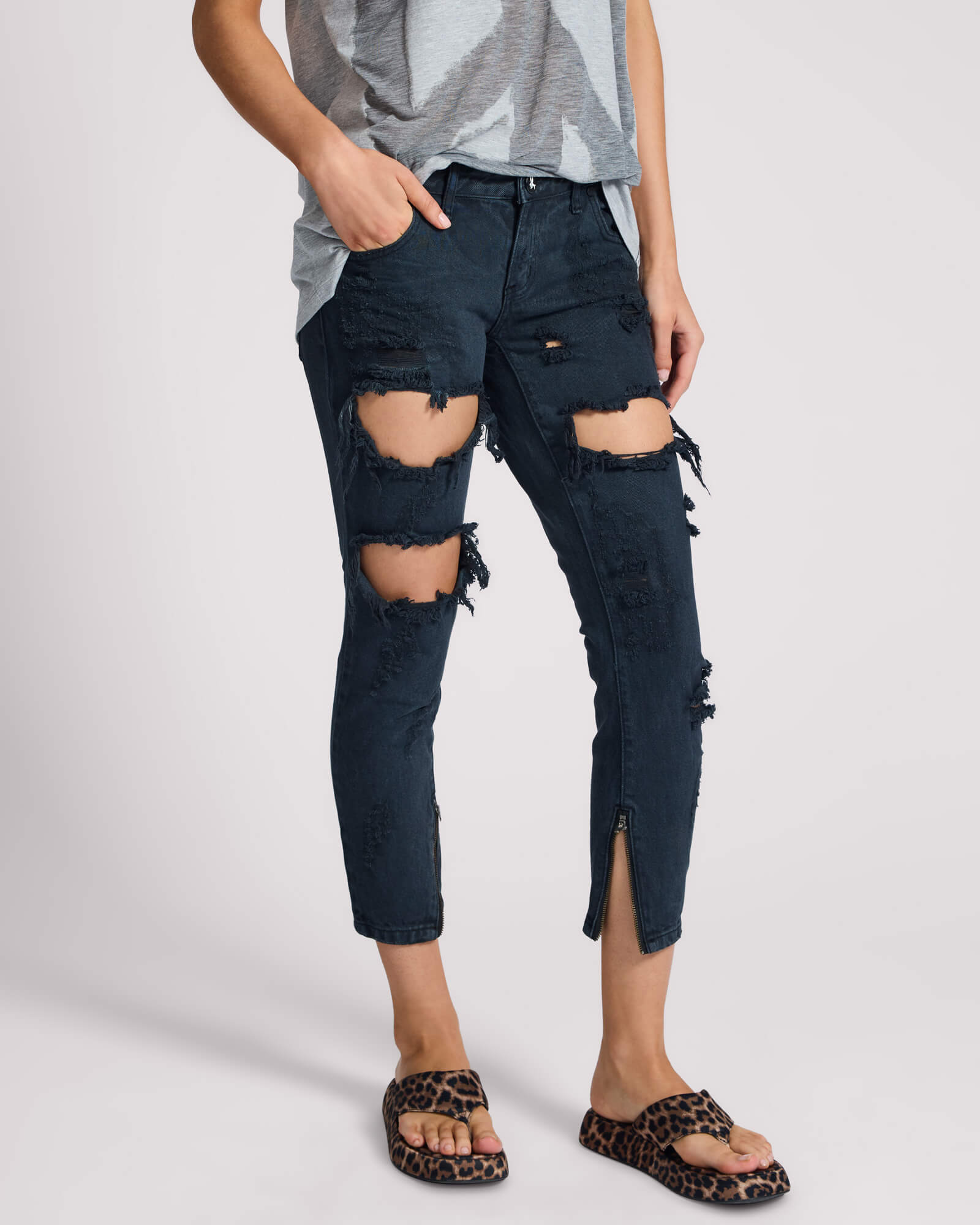 Freebirds Low Waist Rigid Skinny Denim Jeans - Fox Black