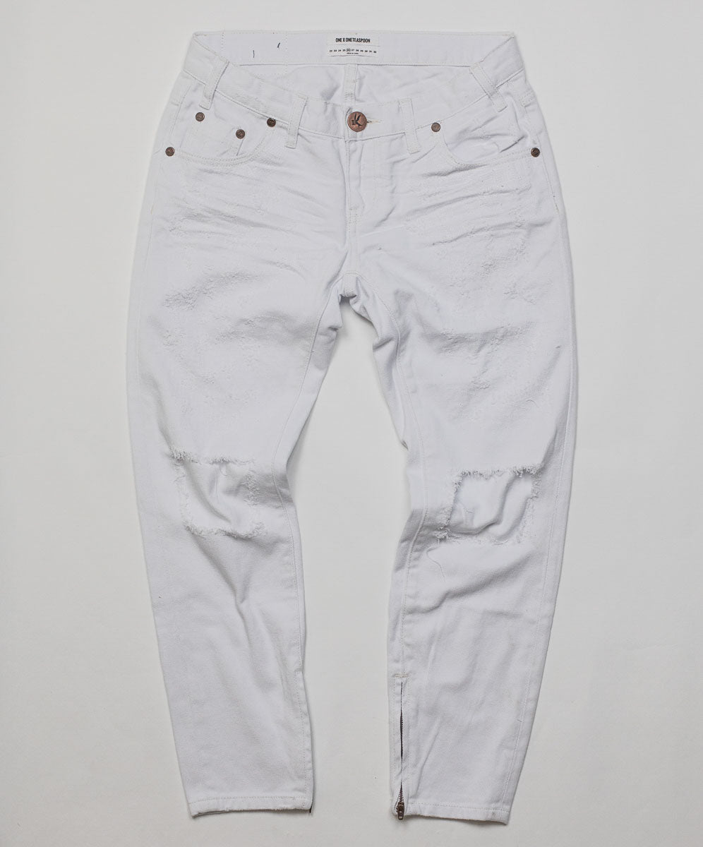 Freebirds Low Waist Rigid Skinny Denim Jeans - White Beauty