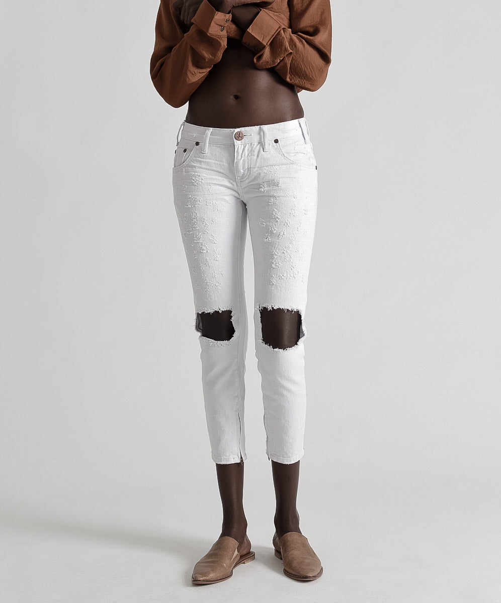 Freebirds Low Waist Rigid Skinny Denim Jeans - White Beauty