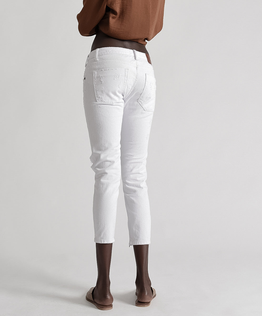 Freebirds Low Waist Rigid Skinny Denim Jeans - White Beauty