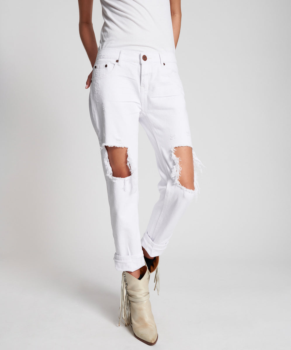 Awesome Baggies Low Waist Straight Leg Denim Jeans - White Beauty