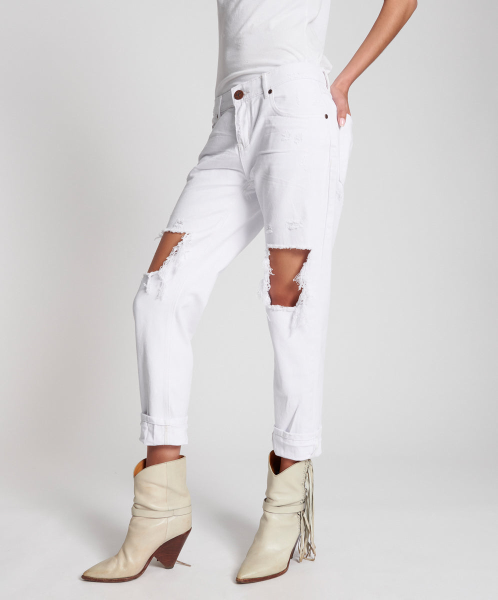 Awesome Baggies Low Waist Straight Leg Denim Jeans - White Beauty