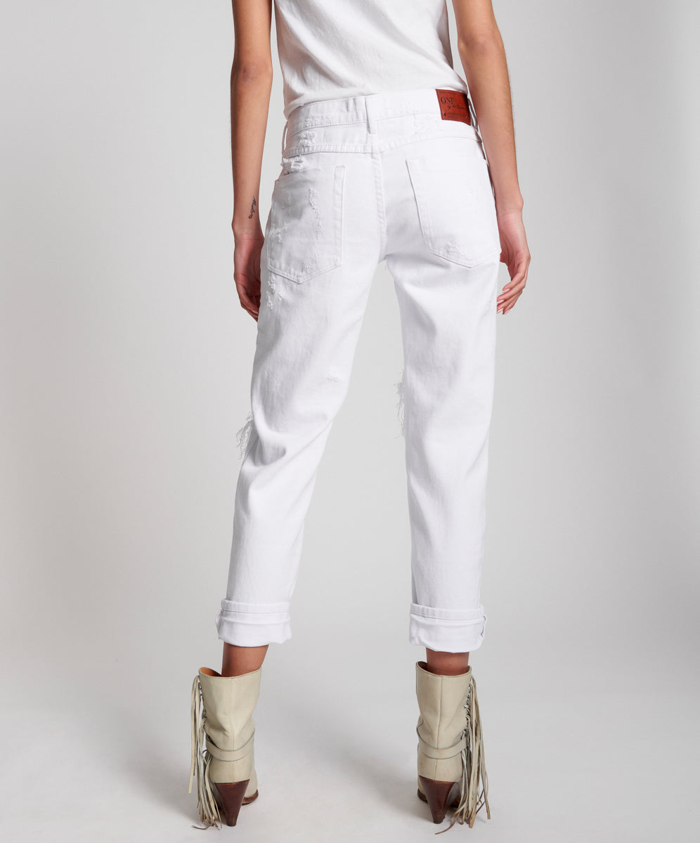 Awesome Baggies Low Waist Straight Leg Denim Jeans - White Beauty