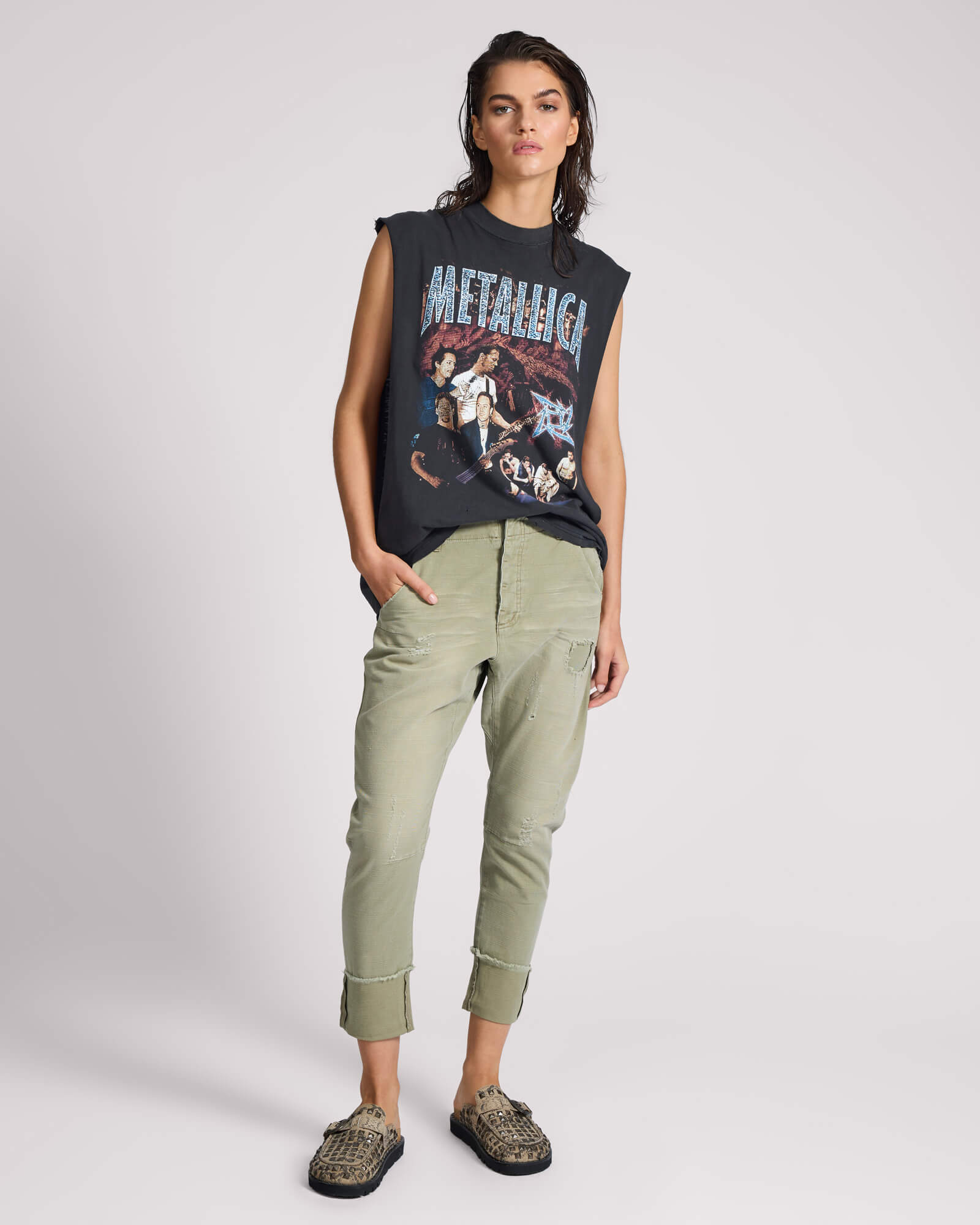 Cavalries Tapered Boyfriend Denim Jeans - Militaire Khaki