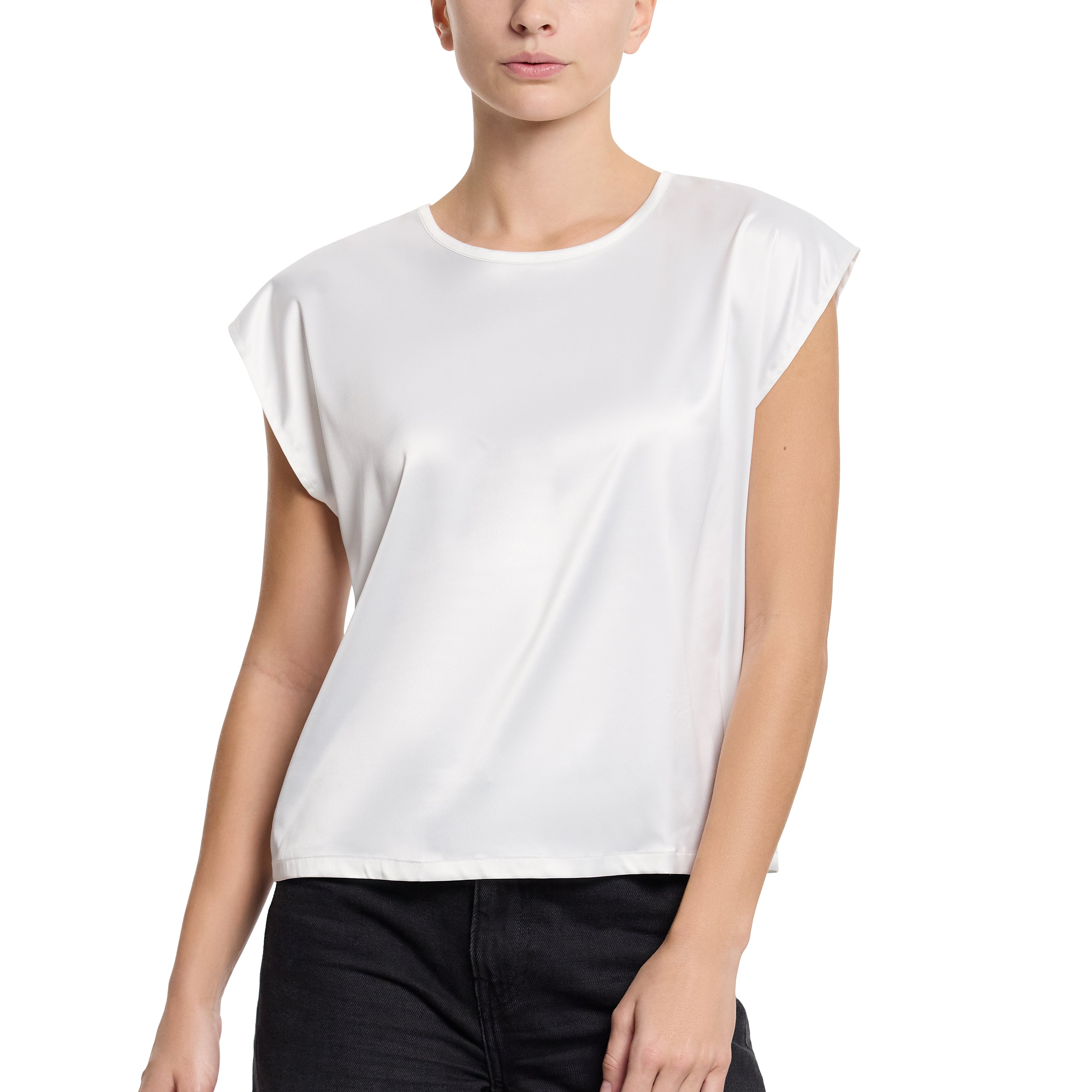 SATIN SLEEP CAP SLEEVE TEE