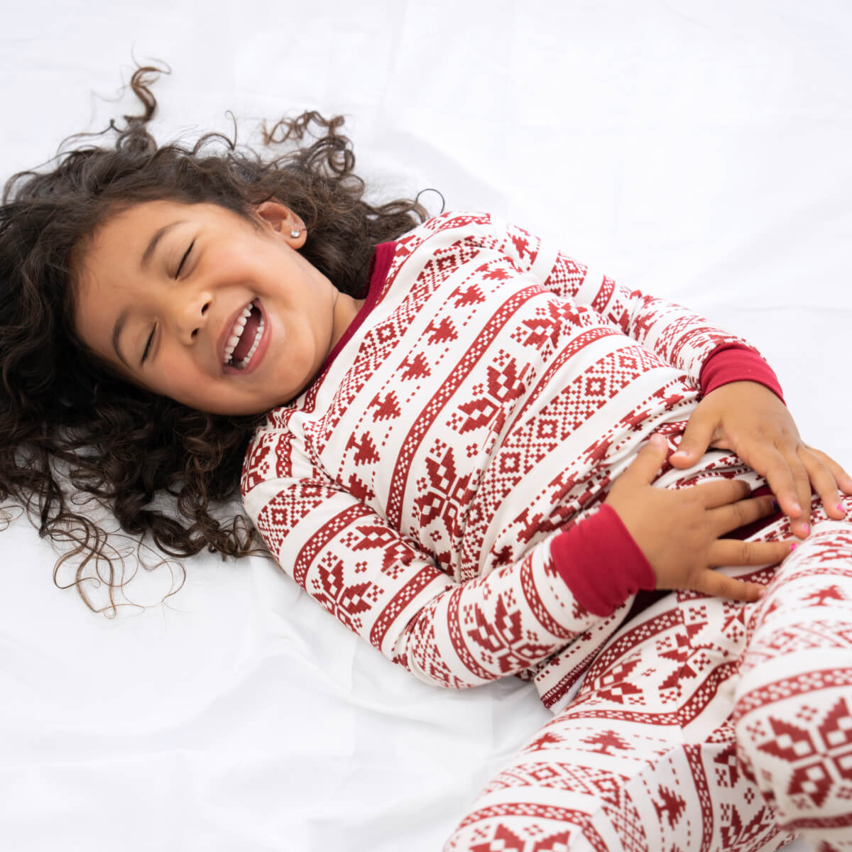 Toddler/Kids Bamboo Pajamas - Fair Isle Cranberry