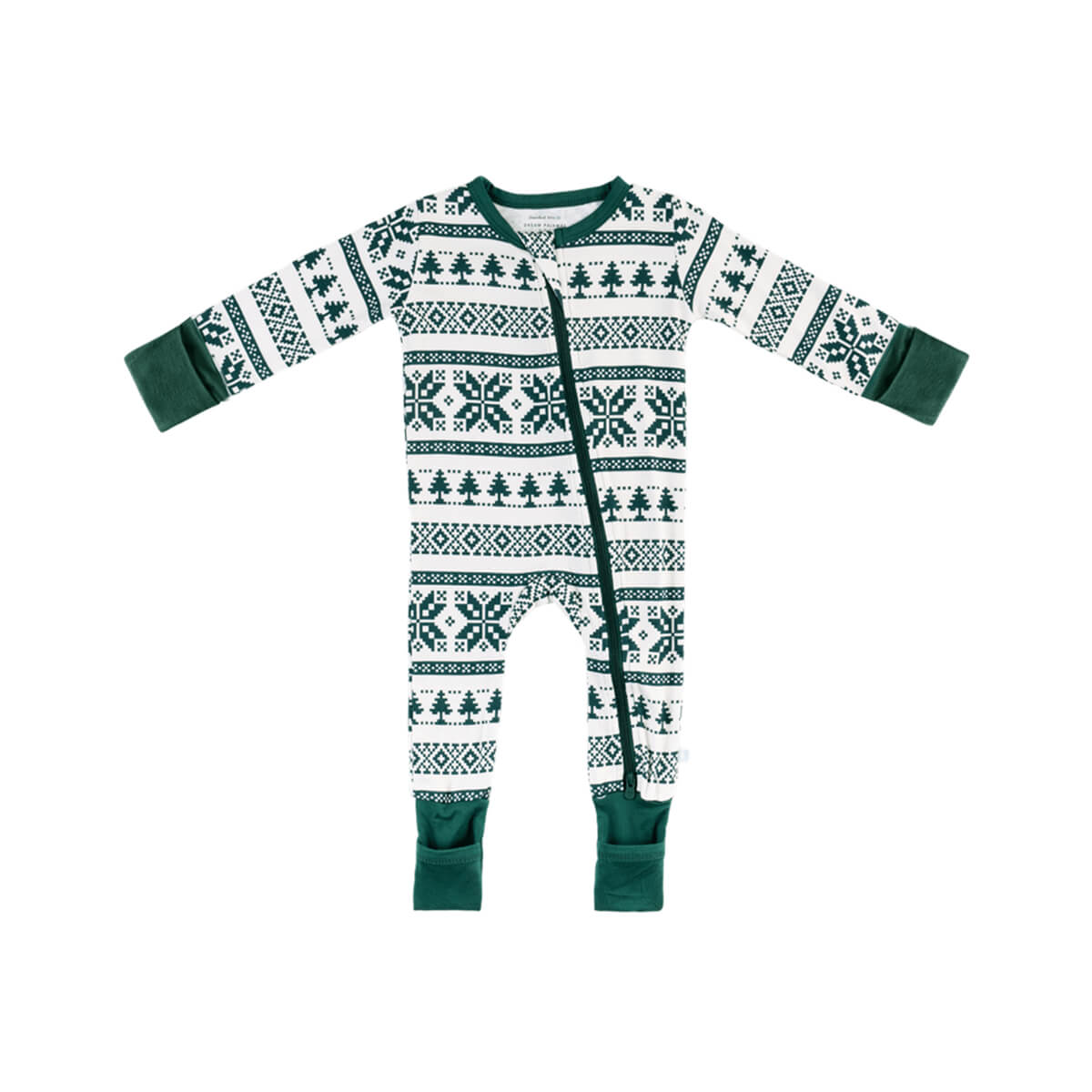 Baby Bamboo Pajamas w/ DreamCuffs® - Fair Isle Forest